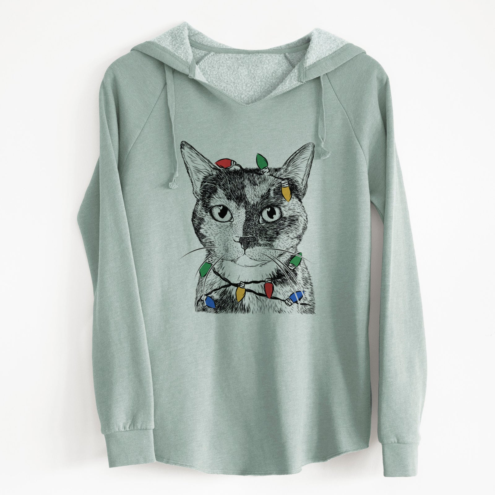 Christmas Lights Spooky Kitty the Tortoiseshell Cat - Cali Wave Hooded Sweatshirt