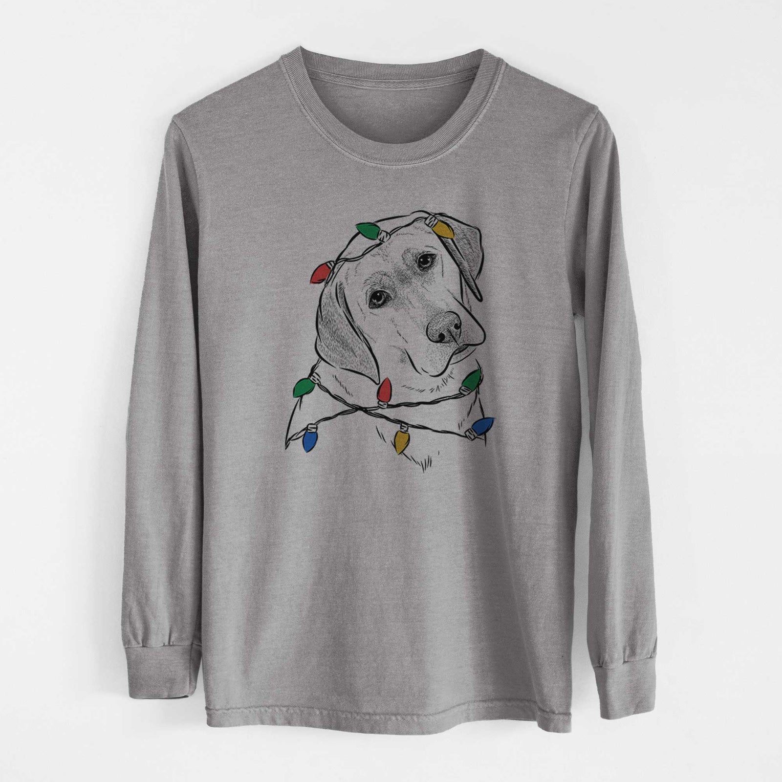 Christmas Lights Stella the Yellow Lab - Heavyweight 100% Cotton Long Sleeve
