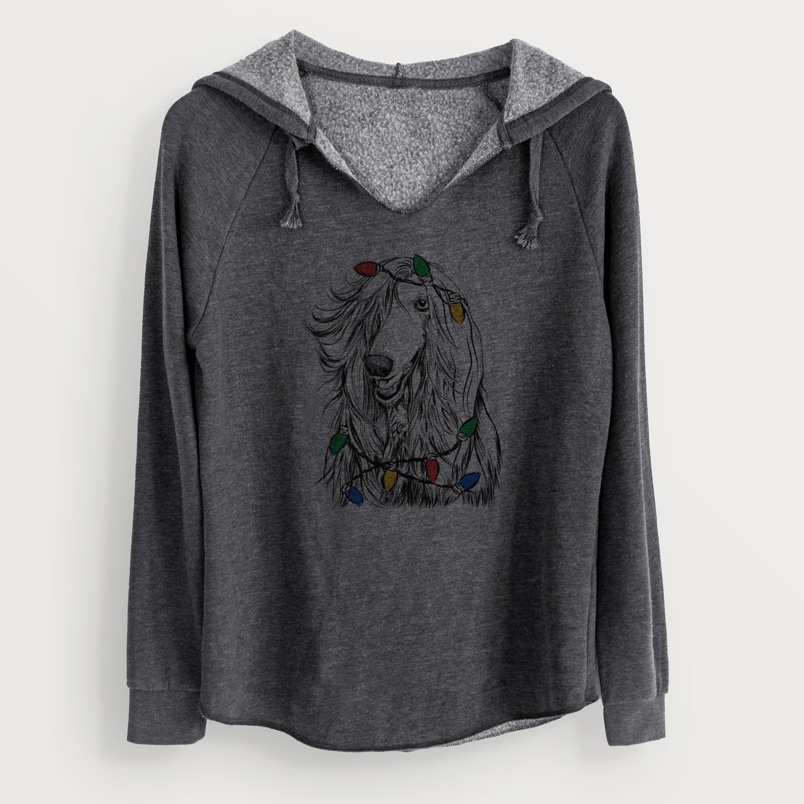 Christmas Lights Sterling the Afghan Hound - Cali Wave Hooded Sweatshirt