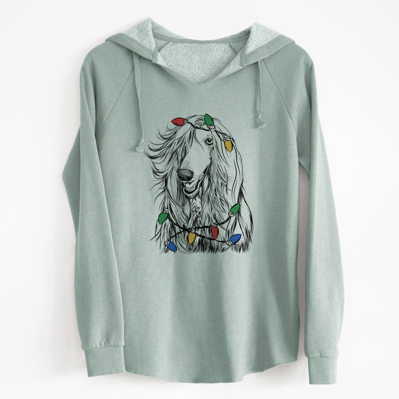 Christmas Lights Sterling the Afghan Hound - Cali Wave Hooded Sweatshirt