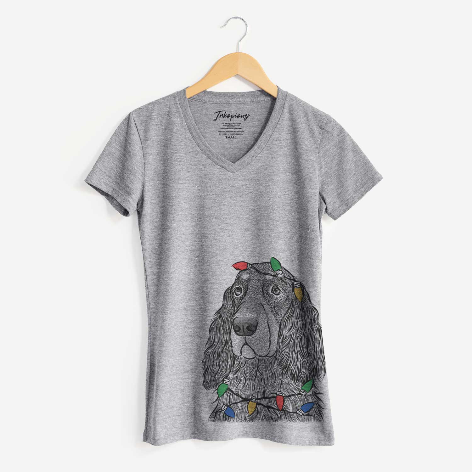 Christmas Lights Stormy the Gordon Setter - Women's V-neck Shirt