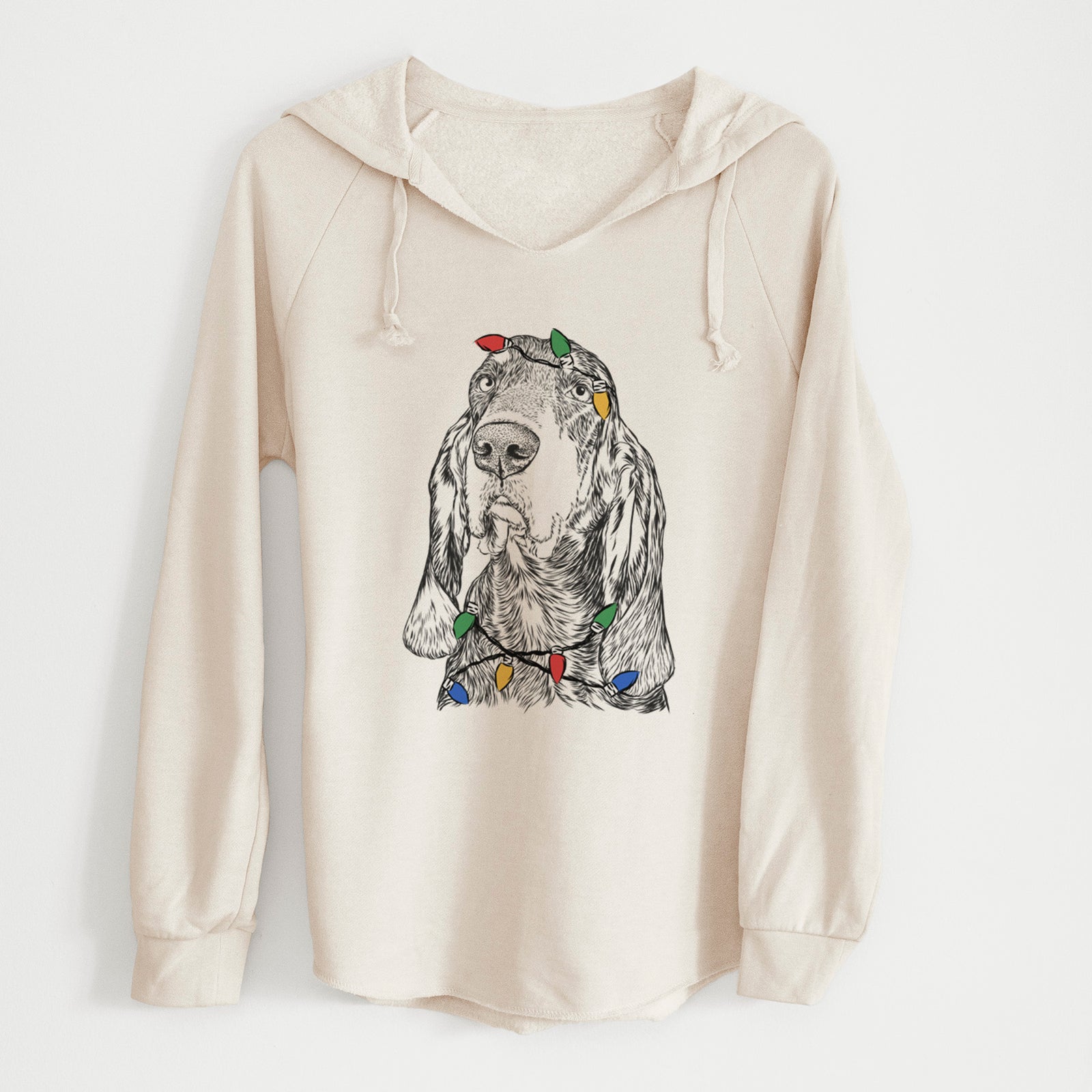 Christmas Lights Stu the Black and Tan Coonhound - Cali Wave Hooded Sweatshirt