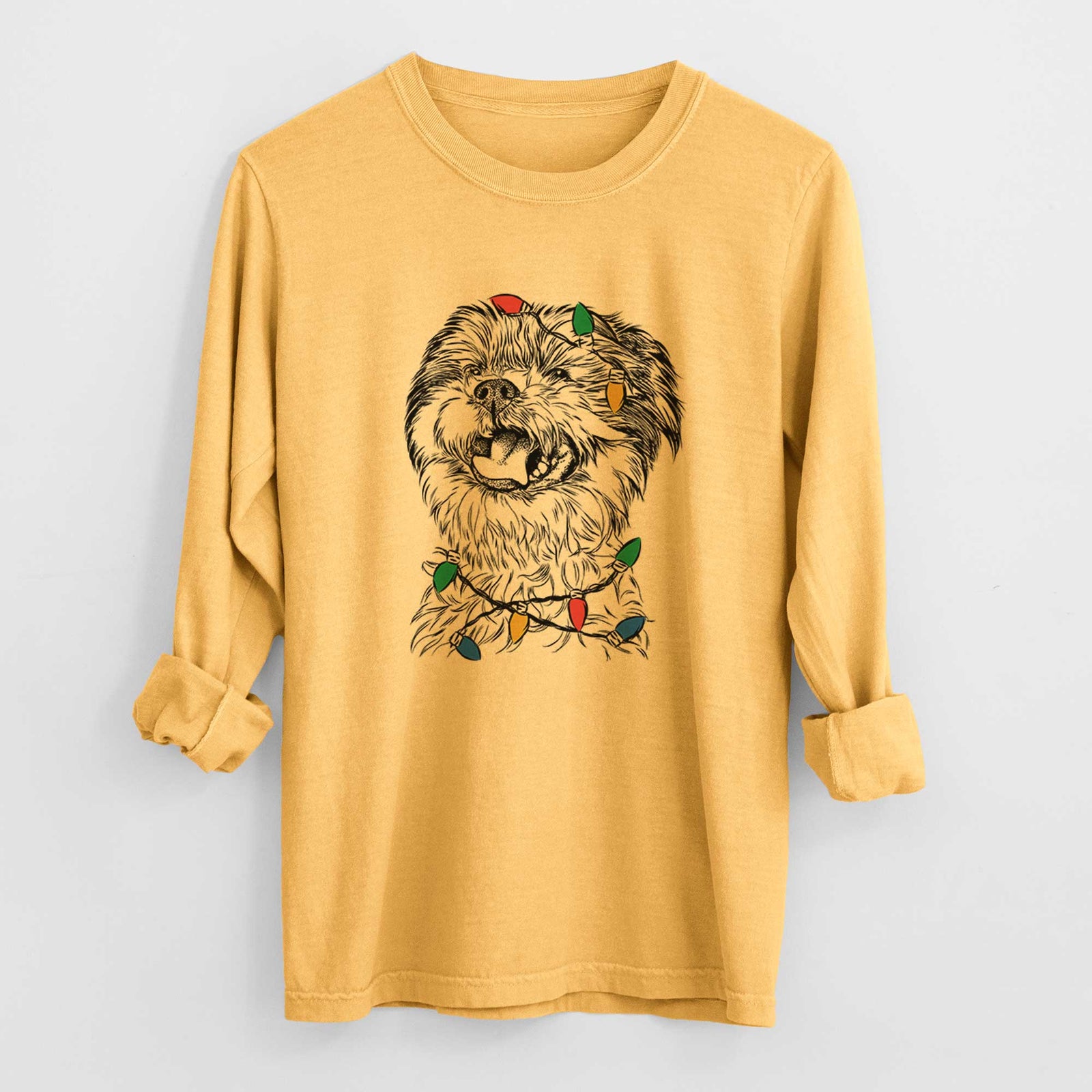 Christmas Lights Sugar the Malshi - Heavyweight 100% Cotton Long Sleeve