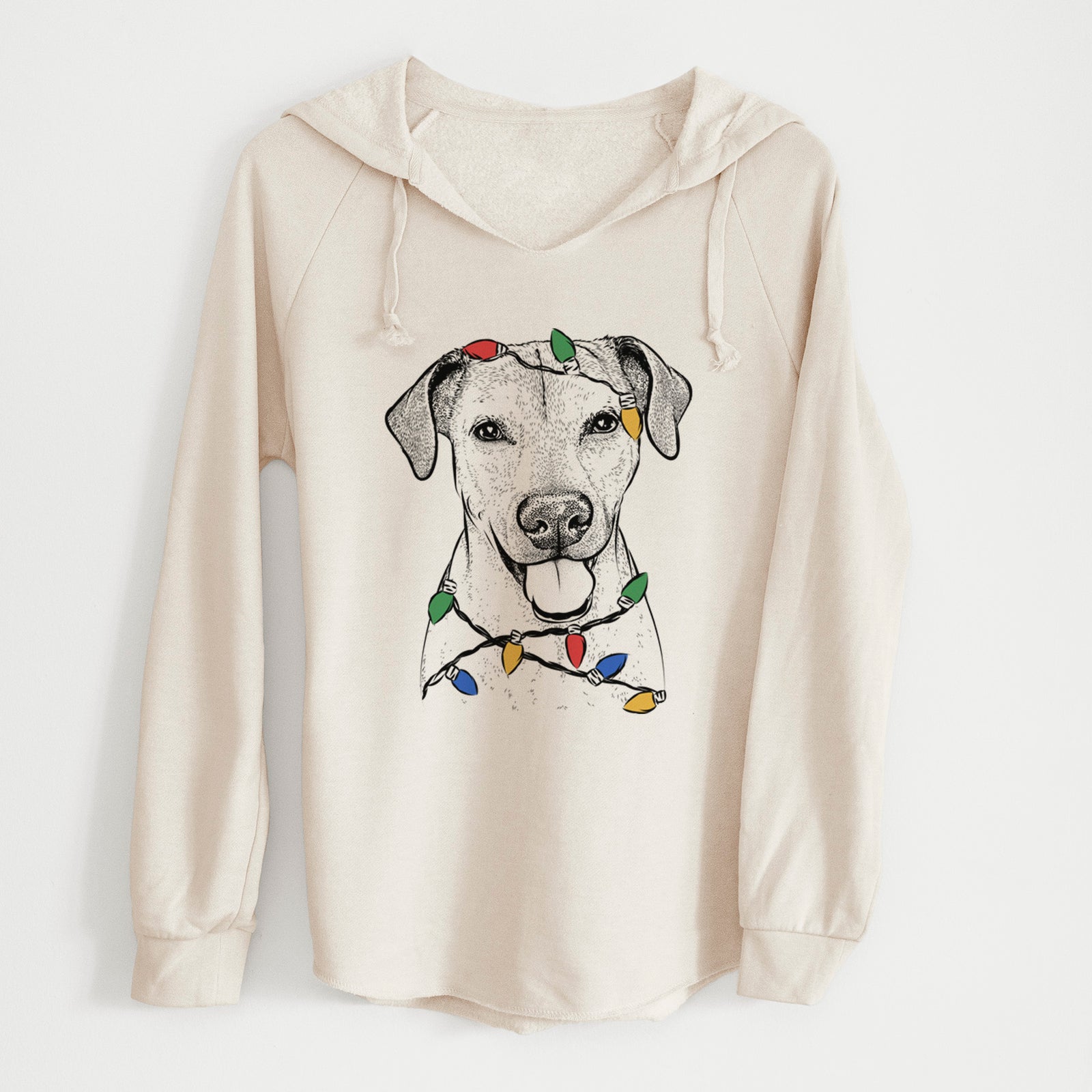 Christmas Lights Sugar the American Staffordshire Mix - Cali Wave Hooded Sweatshirt
