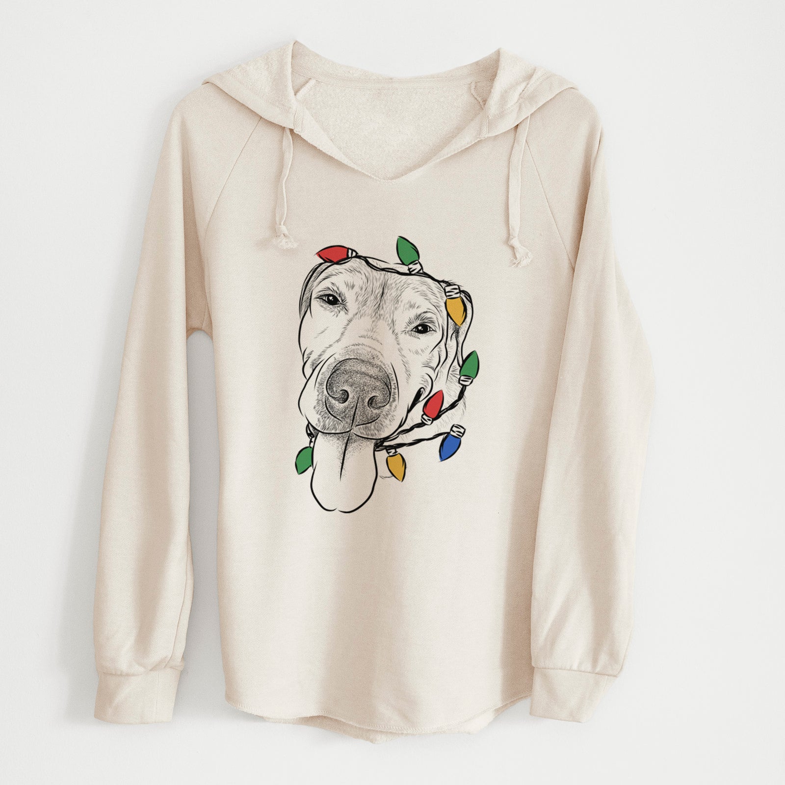 Christmas Lights Sugar the Staffordshire Terrier Mix - Cali Wave Hooded Sweatshirt