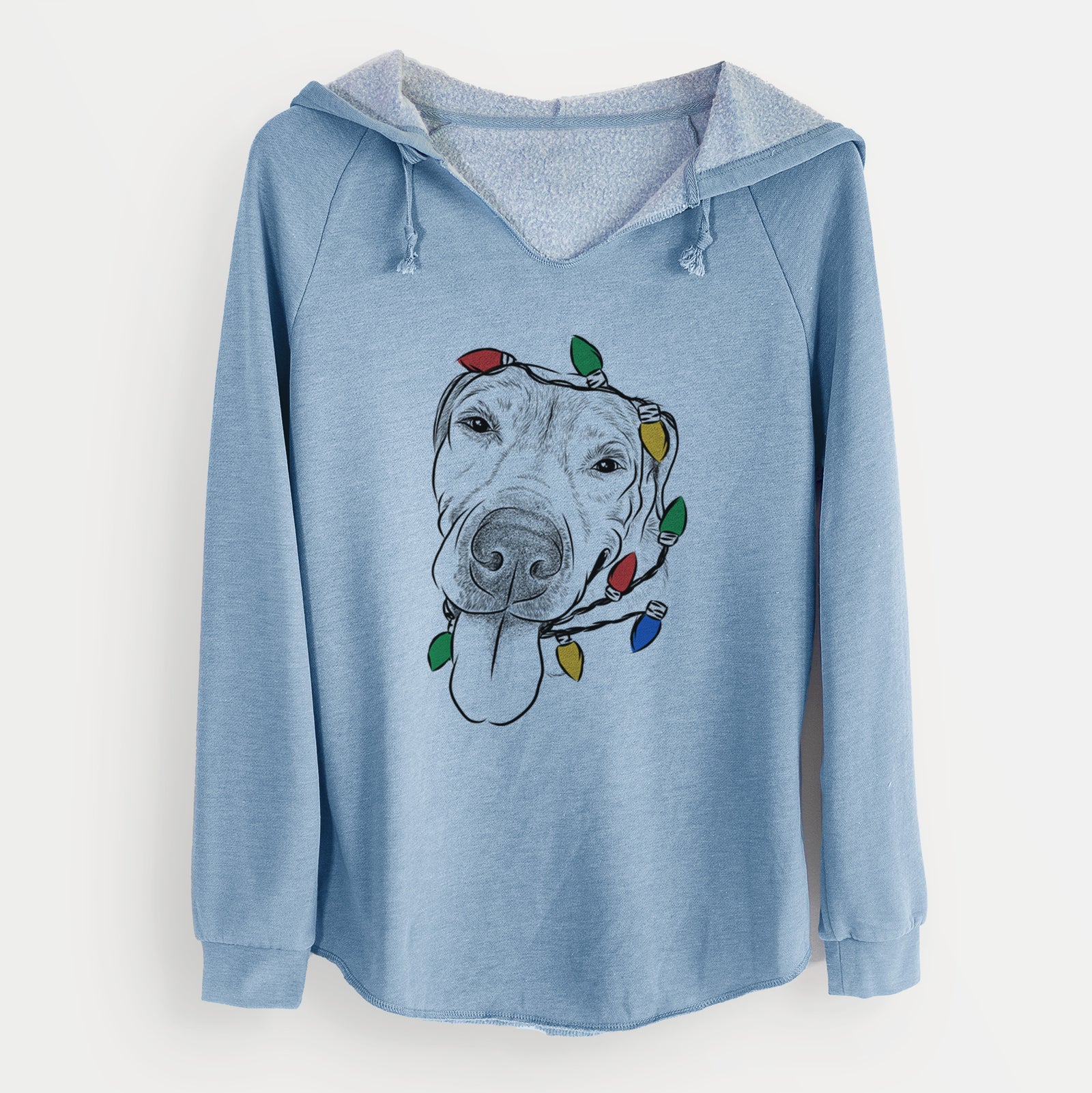 Christmas Lights Sugar the Staffordshire Terrier Mix - Cali Wave Hooded Sweatshirt