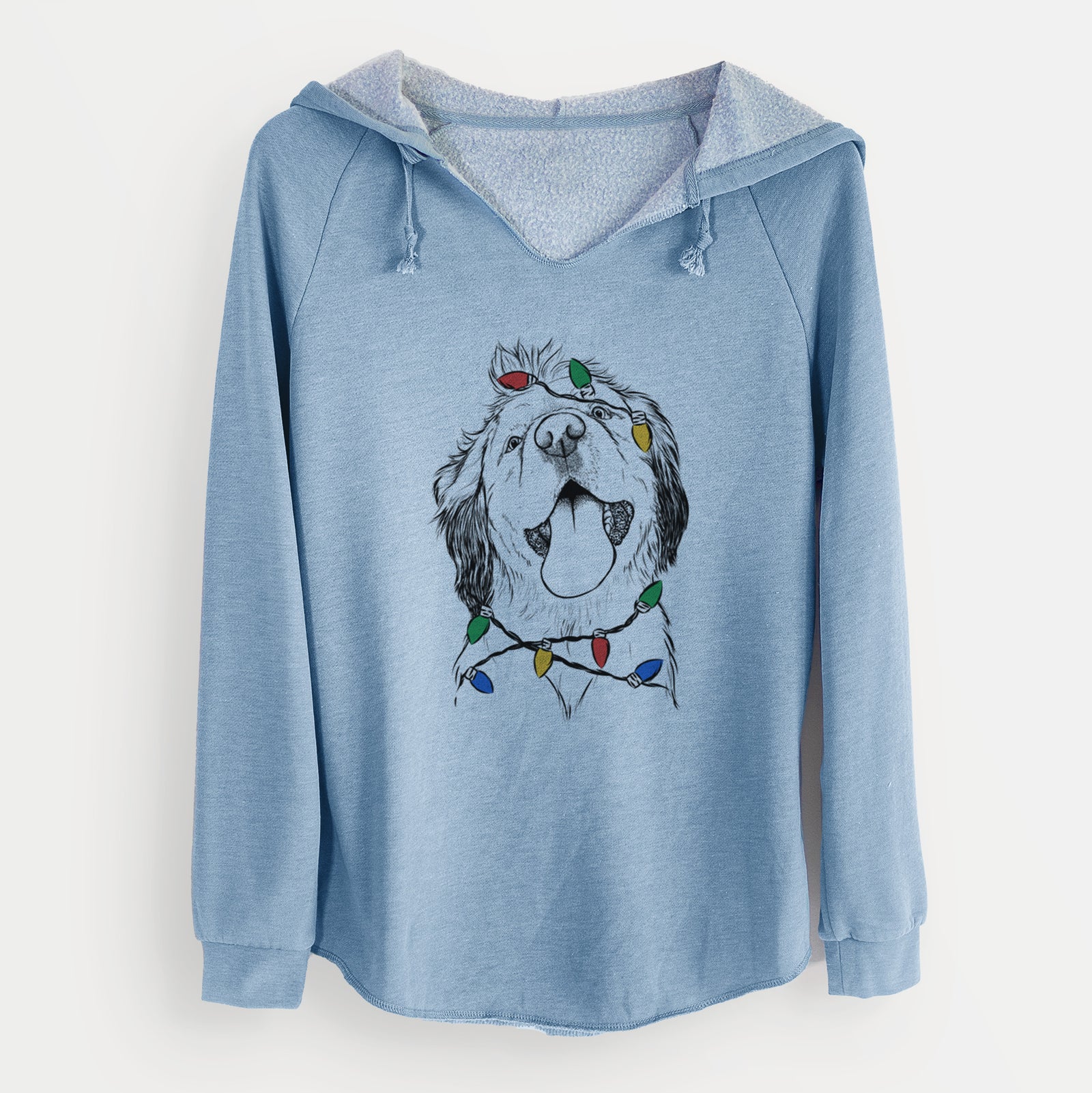 Christmas Lights Sven the Double Merle Spaniel Aussie Mix - Cali Wave Hooded Sweatshirt