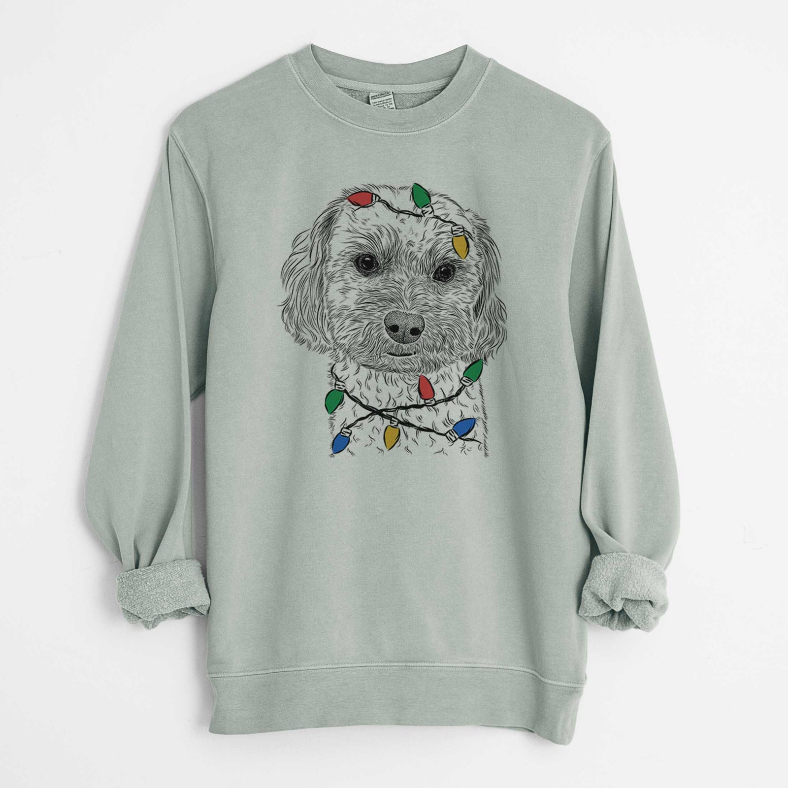 Christmas Lights Sweet George the Mixed Breed - Unisex Pigment Dyed Crew Sweatshirt