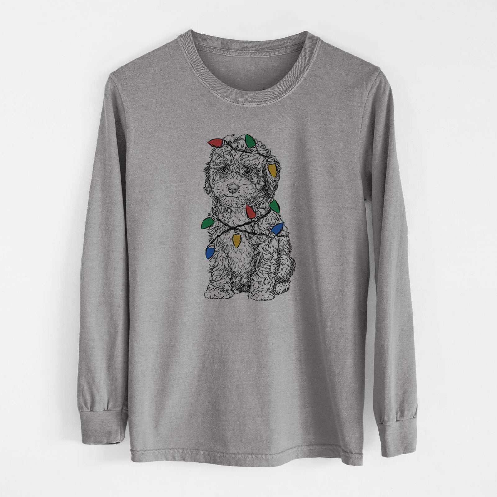 Christmas Lights Sweet Tea the Mini Doodle - Heavyweight 100% Cotton Long Sleeve