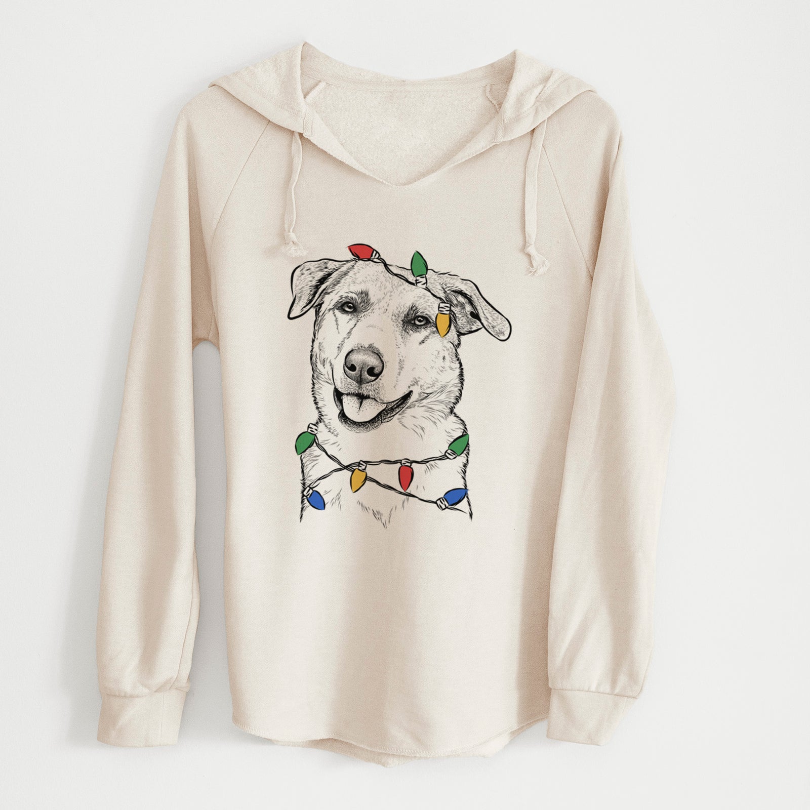 Christmas Lights Sydney the Great Pyrenees Australian Shepherd Mix - Cali Wave Hooded Sweatshirt