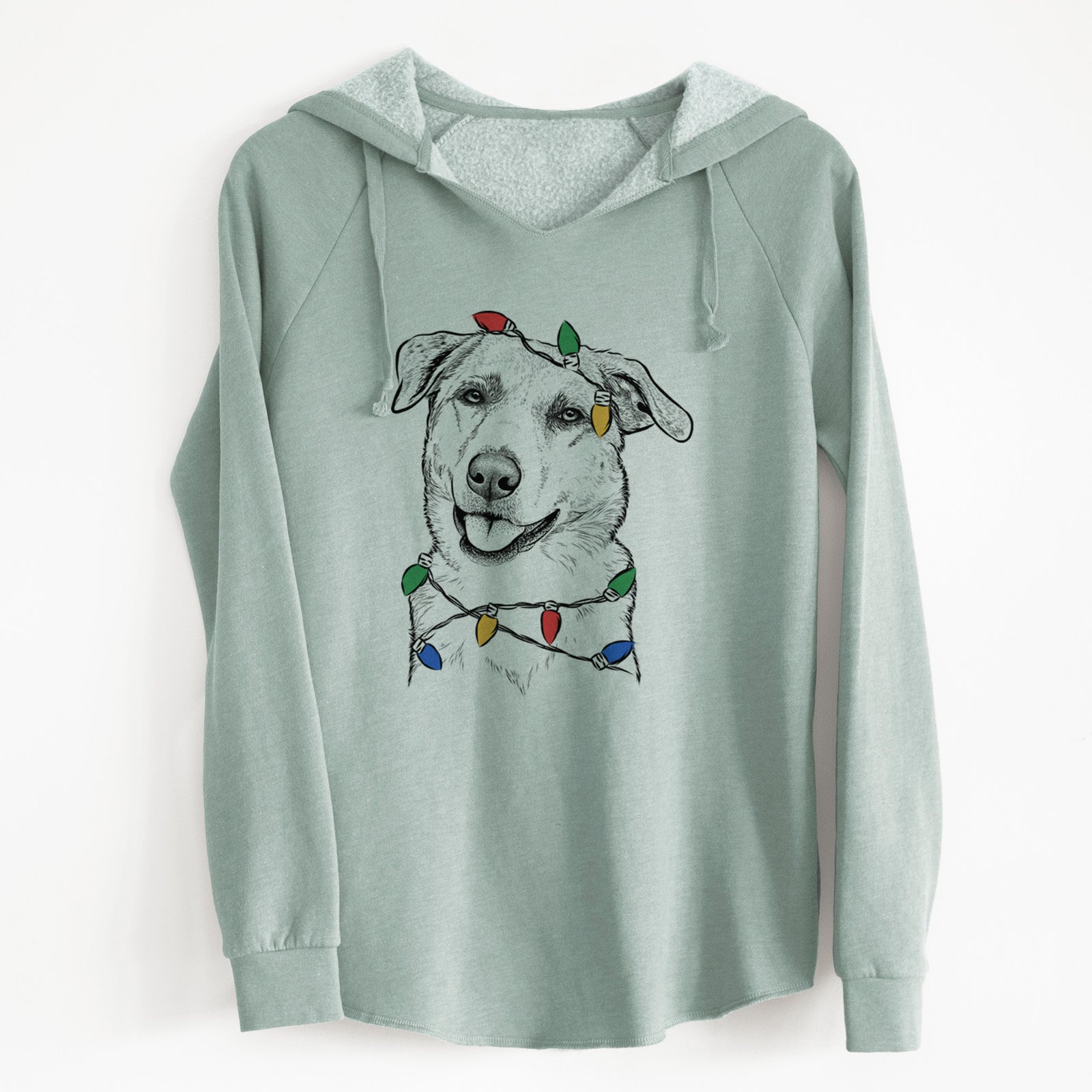 Christmas Lights Sydney the Great Pyrenees Australian Shepherd Mix - Cali Wave Hooded Sweatshirt