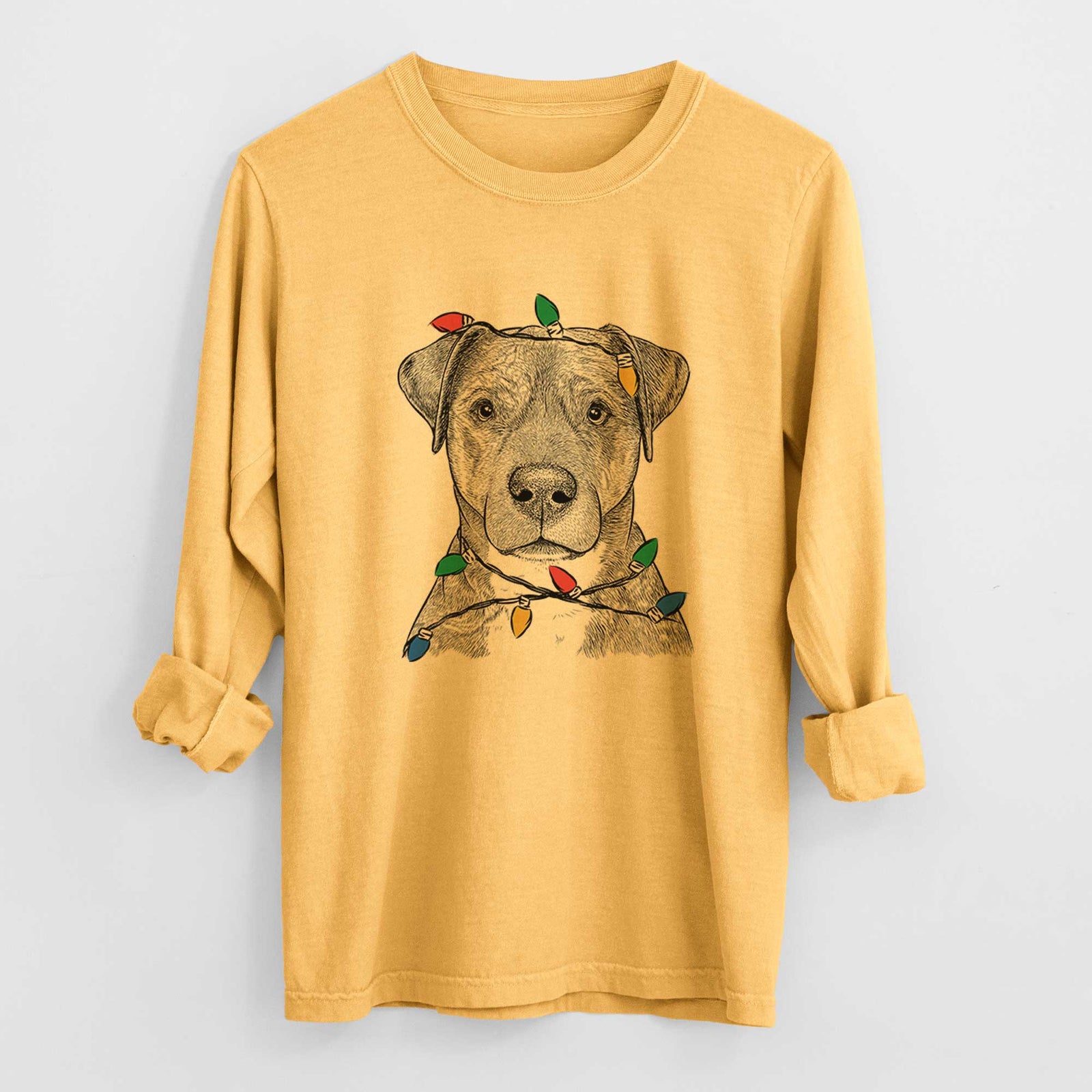 Christmas Lights TedE the Mixed Breed - Heavyweight 100% Cotton Long Sleeve