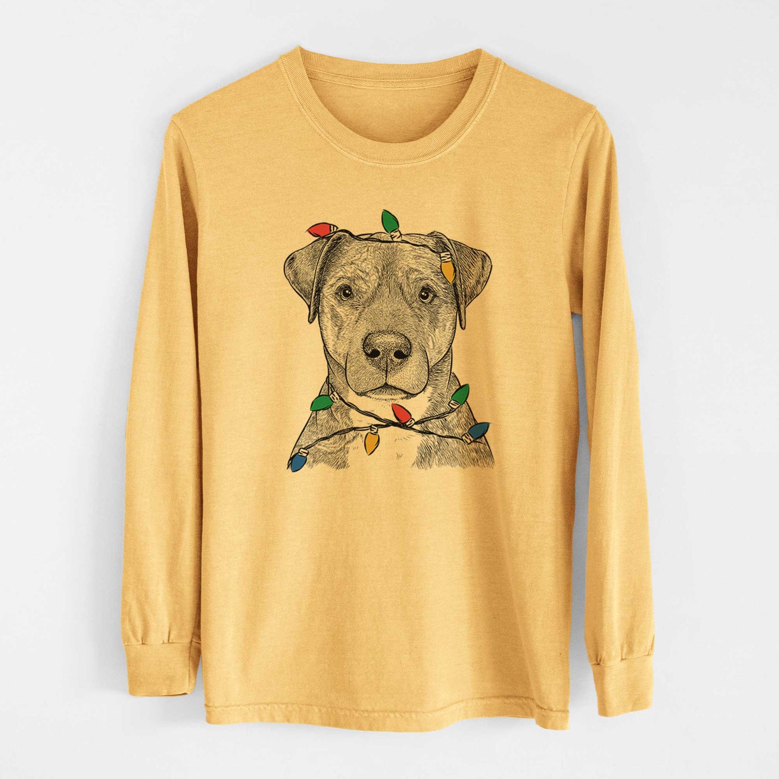 Christmas Lights TedE the Mixed Breed - Heavyweight 100% Cotton Long Sleeve