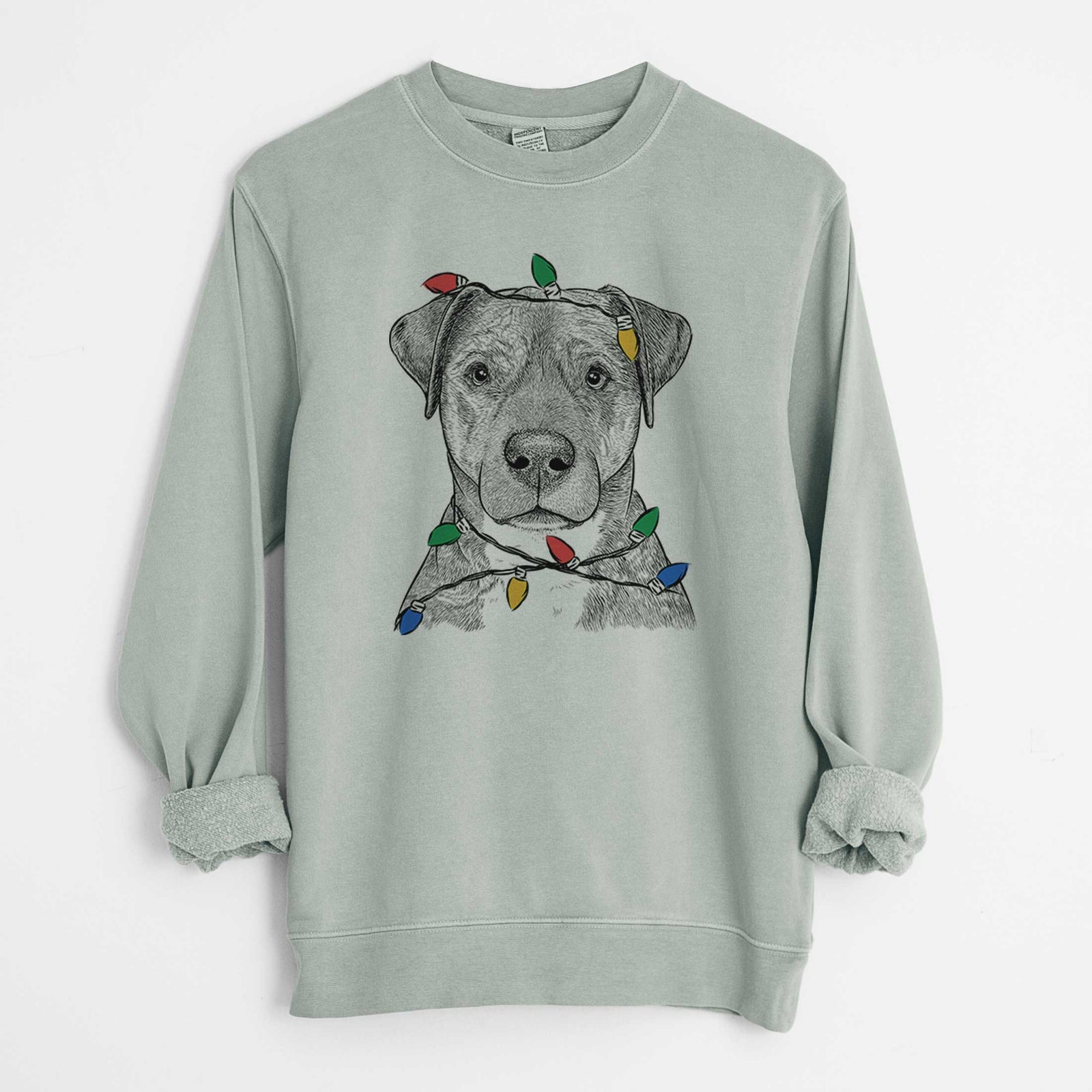 Christmas Lights TedE the Mixed Breed - Unisex Pigment Dyed Crew Sweatshirt