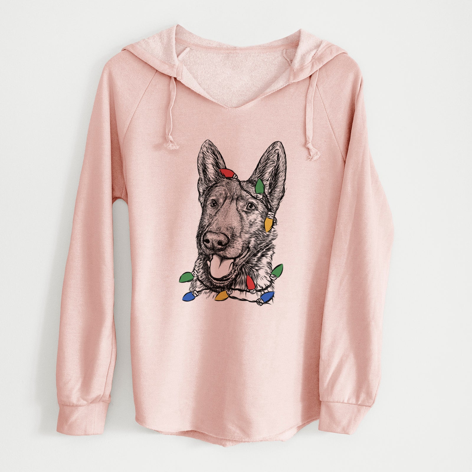 Christmas Lights Tena the German Shepherd - Cali Wave Hooded Sweatshirt