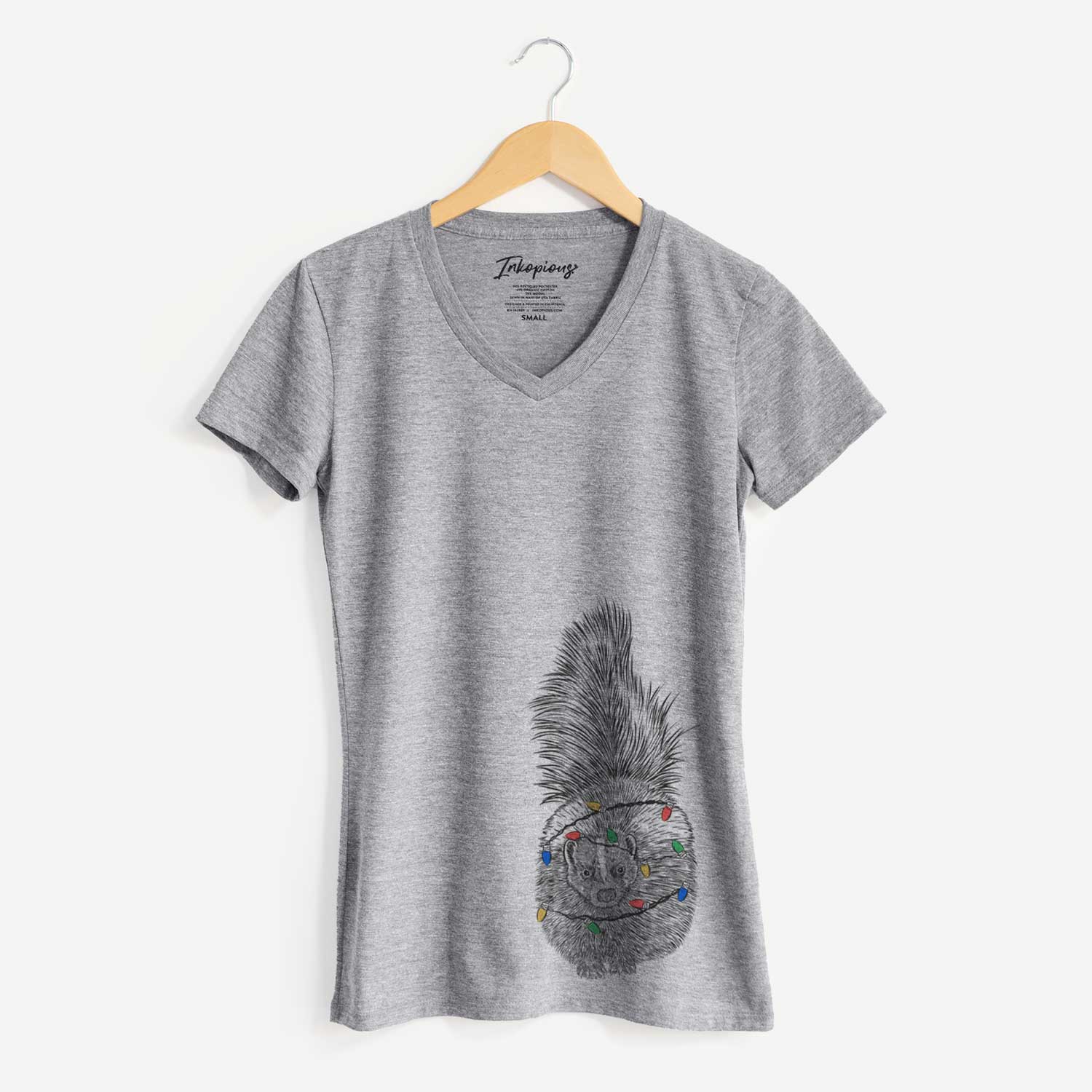 Christmas Lights Tibbs the Skunk - Women's V-neck Shirt