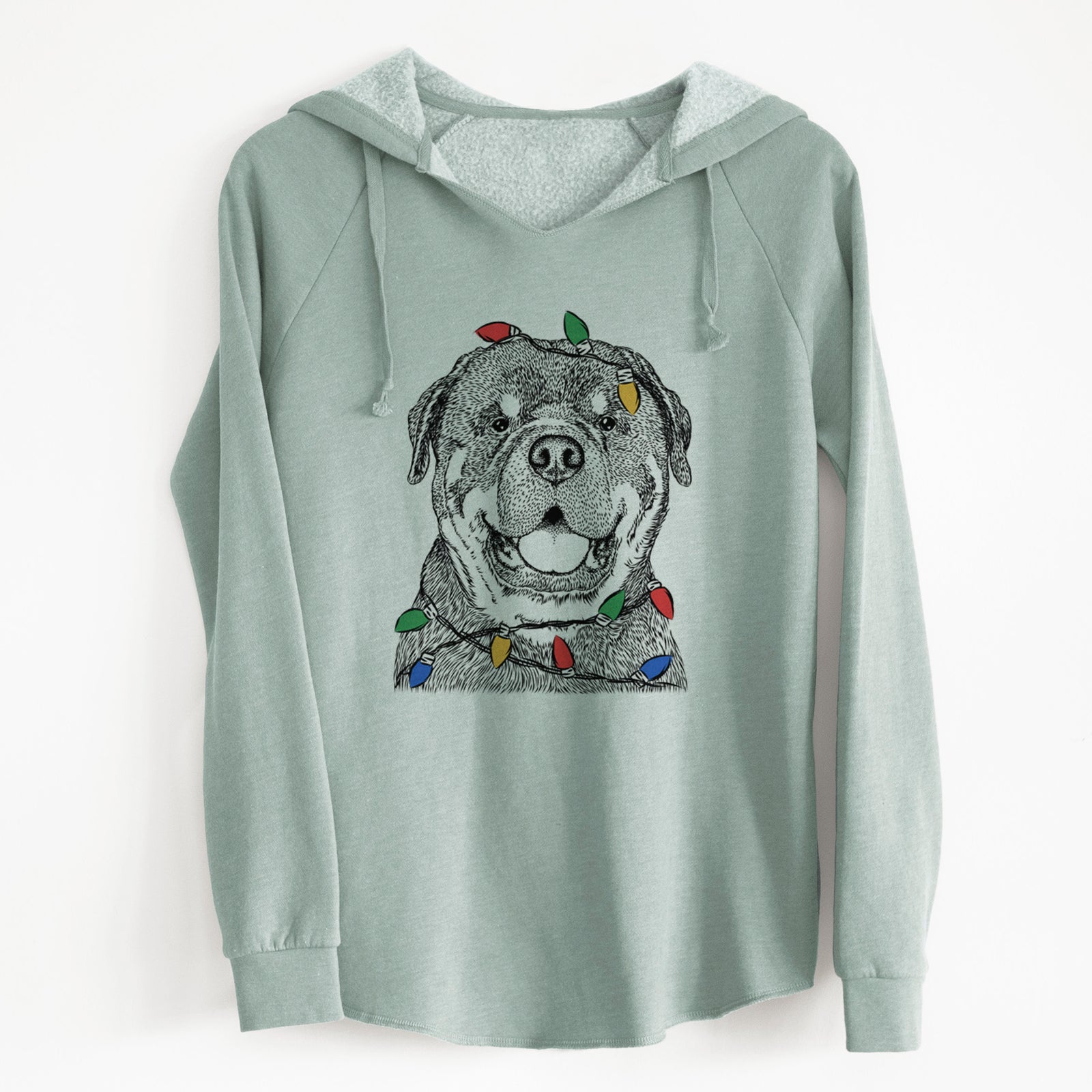 Christmas Lights Titan the Rottweiler - Cali Wave Hooded Sweatshirt