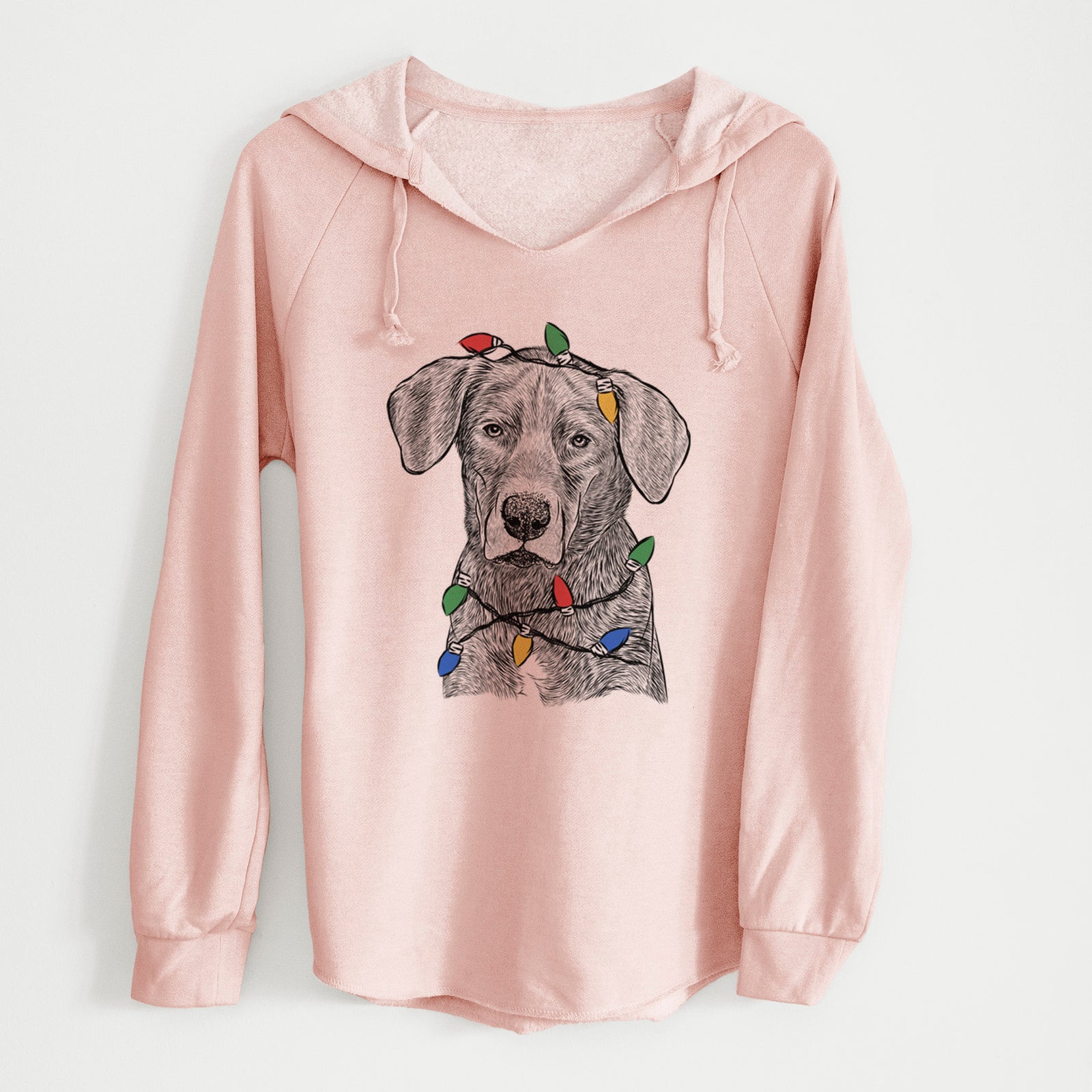 Christmas Lights Tom the Lab Dane Mix - Cali Wave Hooded Sweatshirt