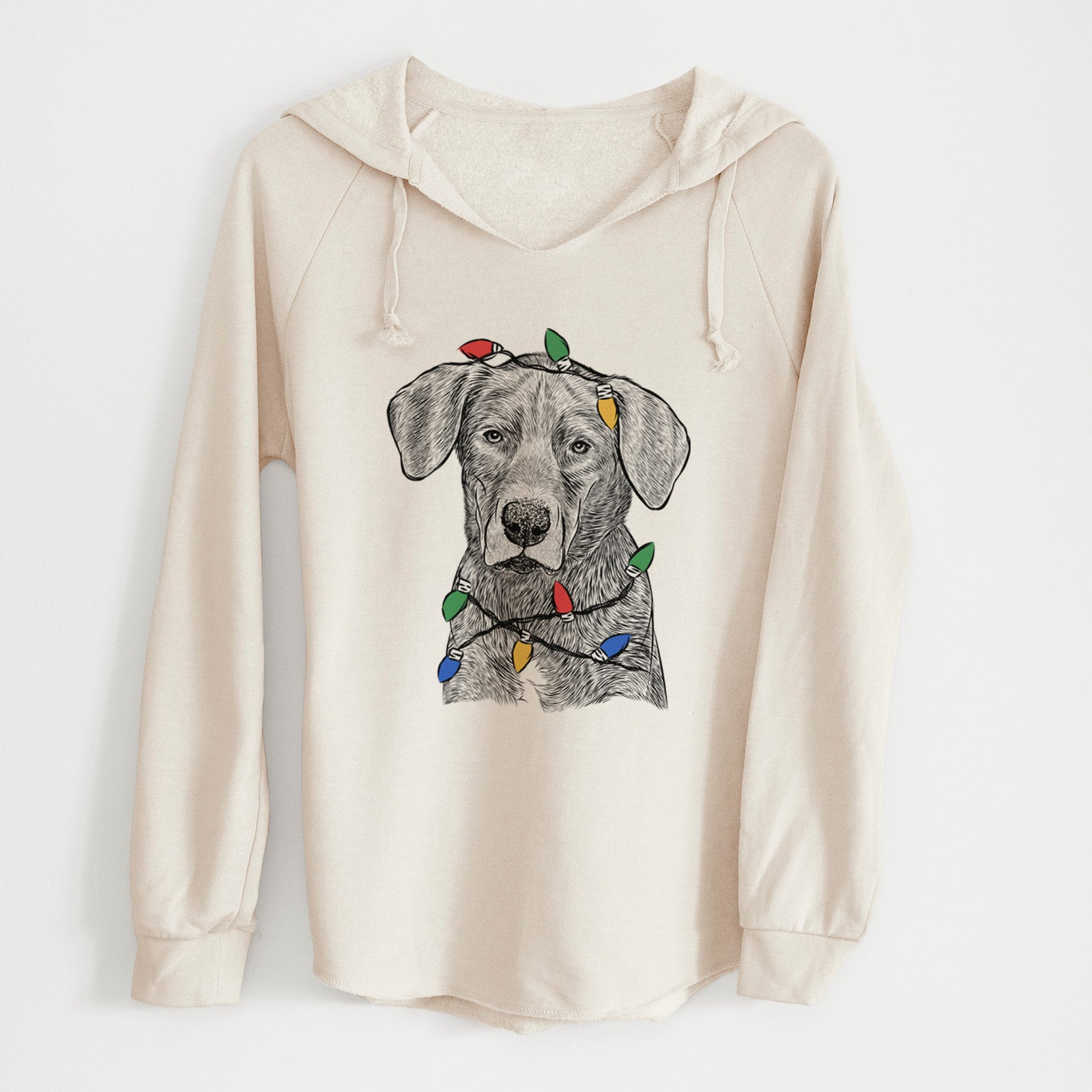 Christmas Lights Tom the Lab Dane Mix - Cali Wave Hooded Sweatshirt