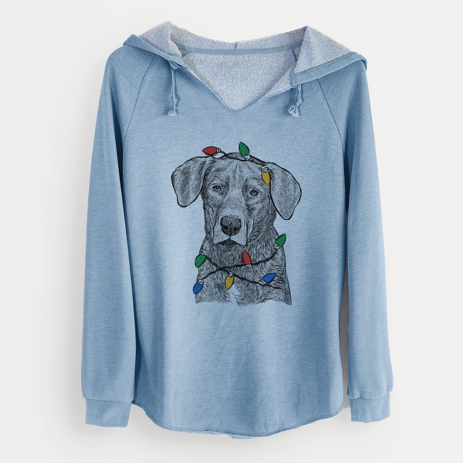 Christmas Lights Tom the Lab Dane Mix - Cali Wave Hooded Sweatshirt