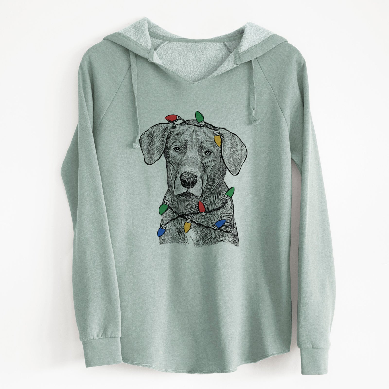 Christmas Lights Tom the Lab Dane Mix - Cali Wave Hooded Sweatshirt