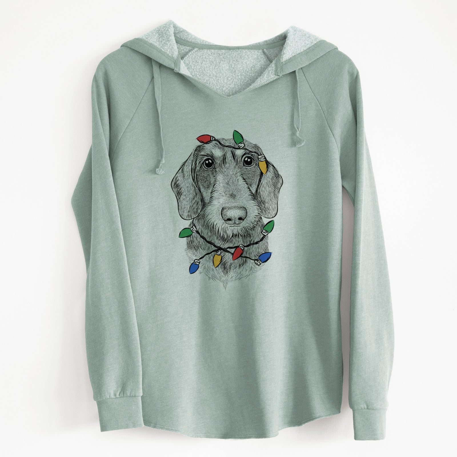 Christmas Lights Truman the Wirehaired Dachshund - Cali Wave Hooded Sweatshirt