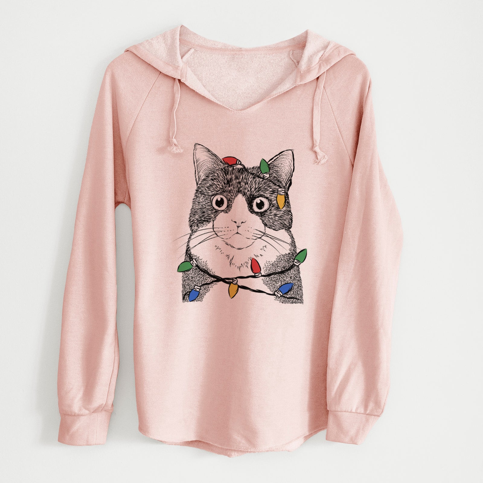 Christmas Lights Tux the Tuxedo Cat - Cali Wave Hooded Sweatshirt