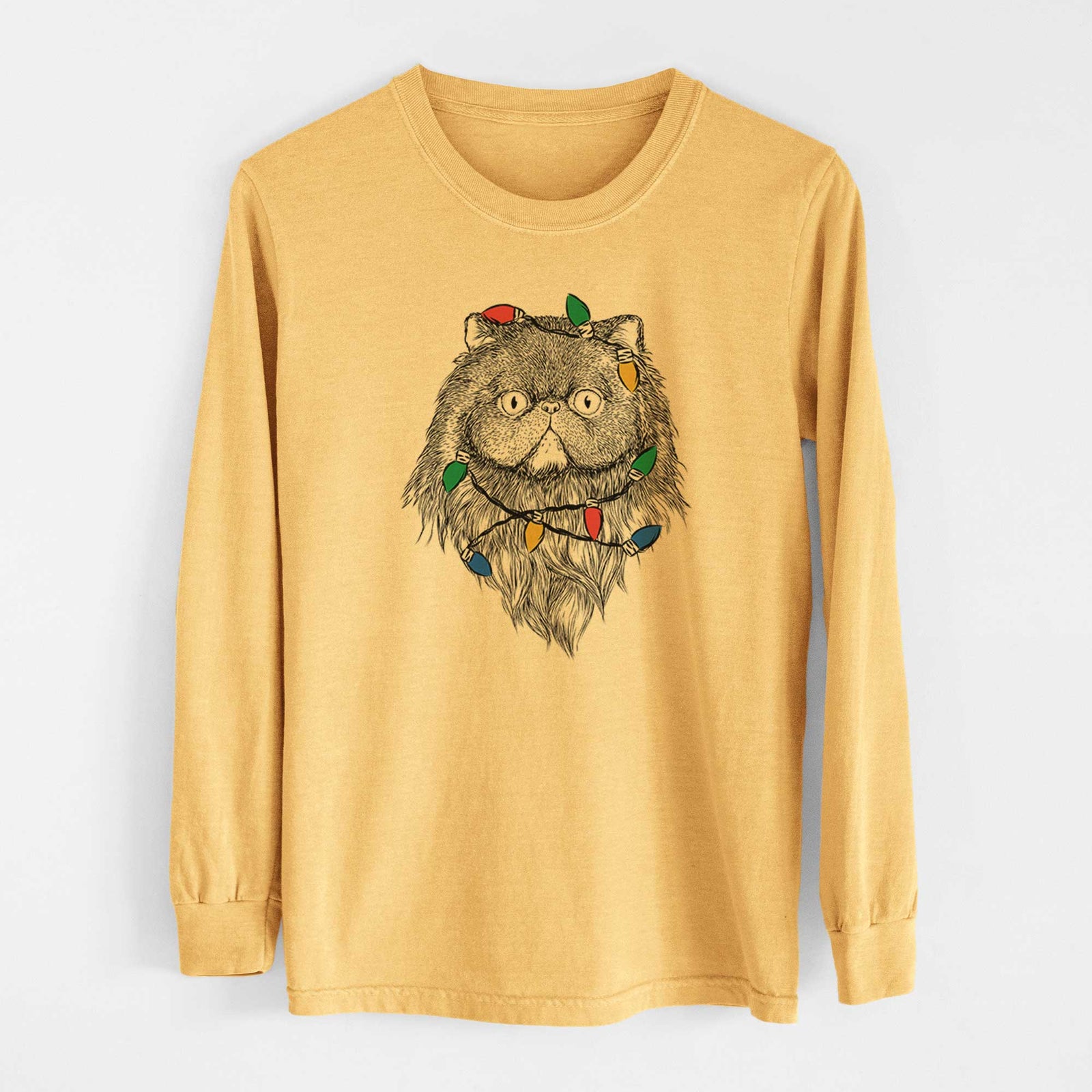 Christmas Lights Vader the Persian Cat - Heavyweight 100% Cotton Long Sleeve