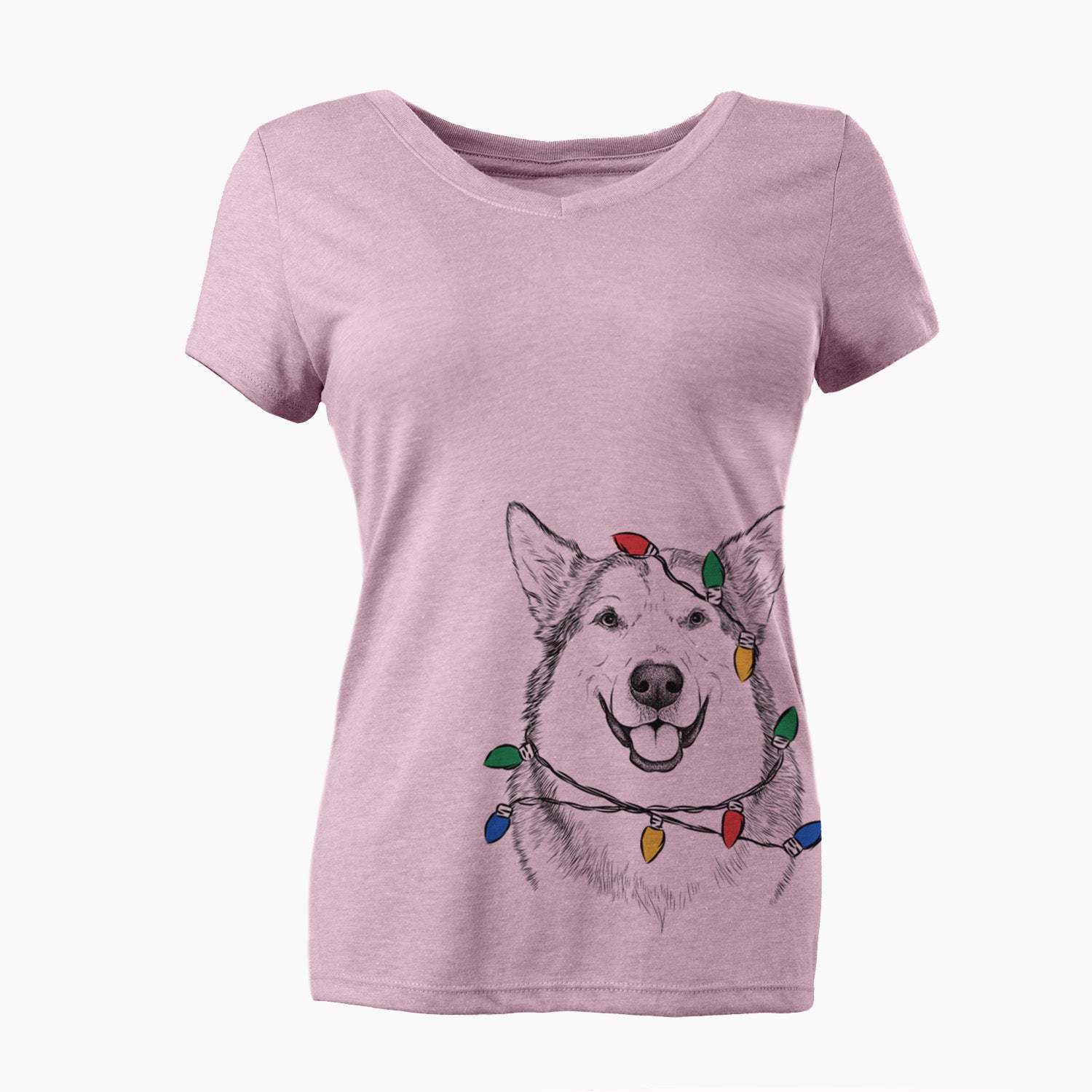 Christmas Lights Vader the Alaskan Malamute - Women's Perfect V-neck Shirt