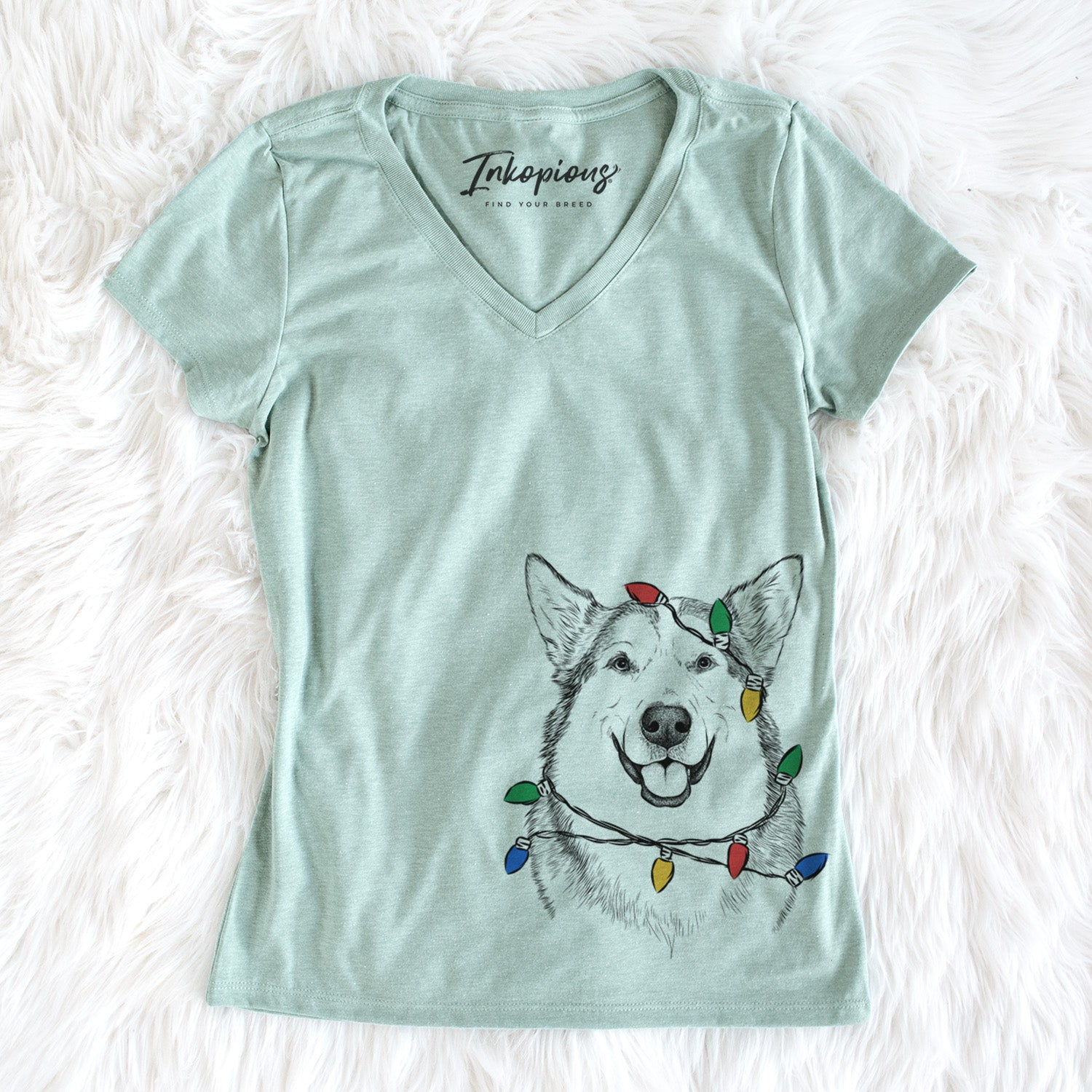 Christmas Lights Vader the Alaskan Malamute - Women's Perfect V-neck Shirt