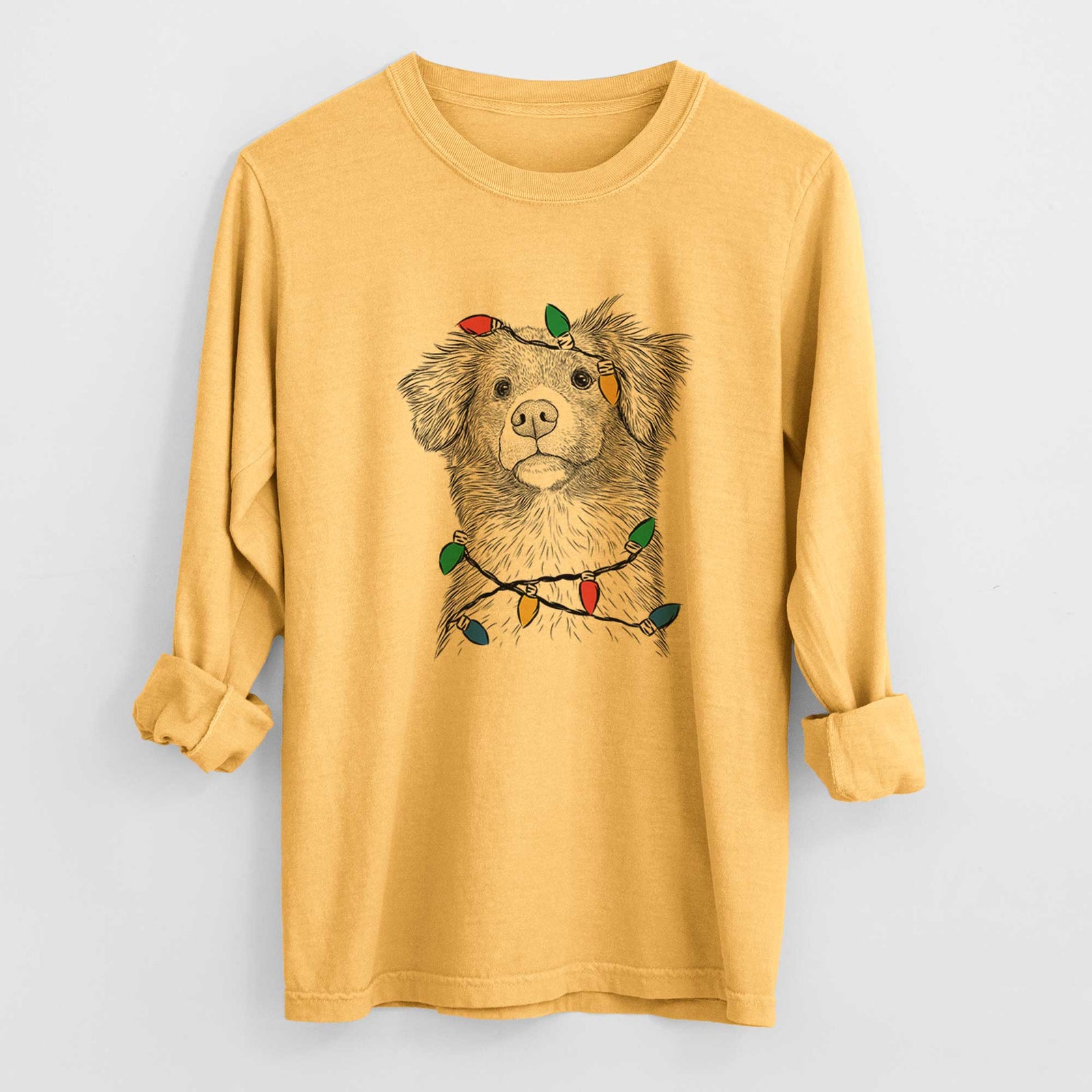 Christmas Lights Vixen the Nova Scotia Duck Tolling Retriever - Heavyweight 100% Cotton Long Sleeve