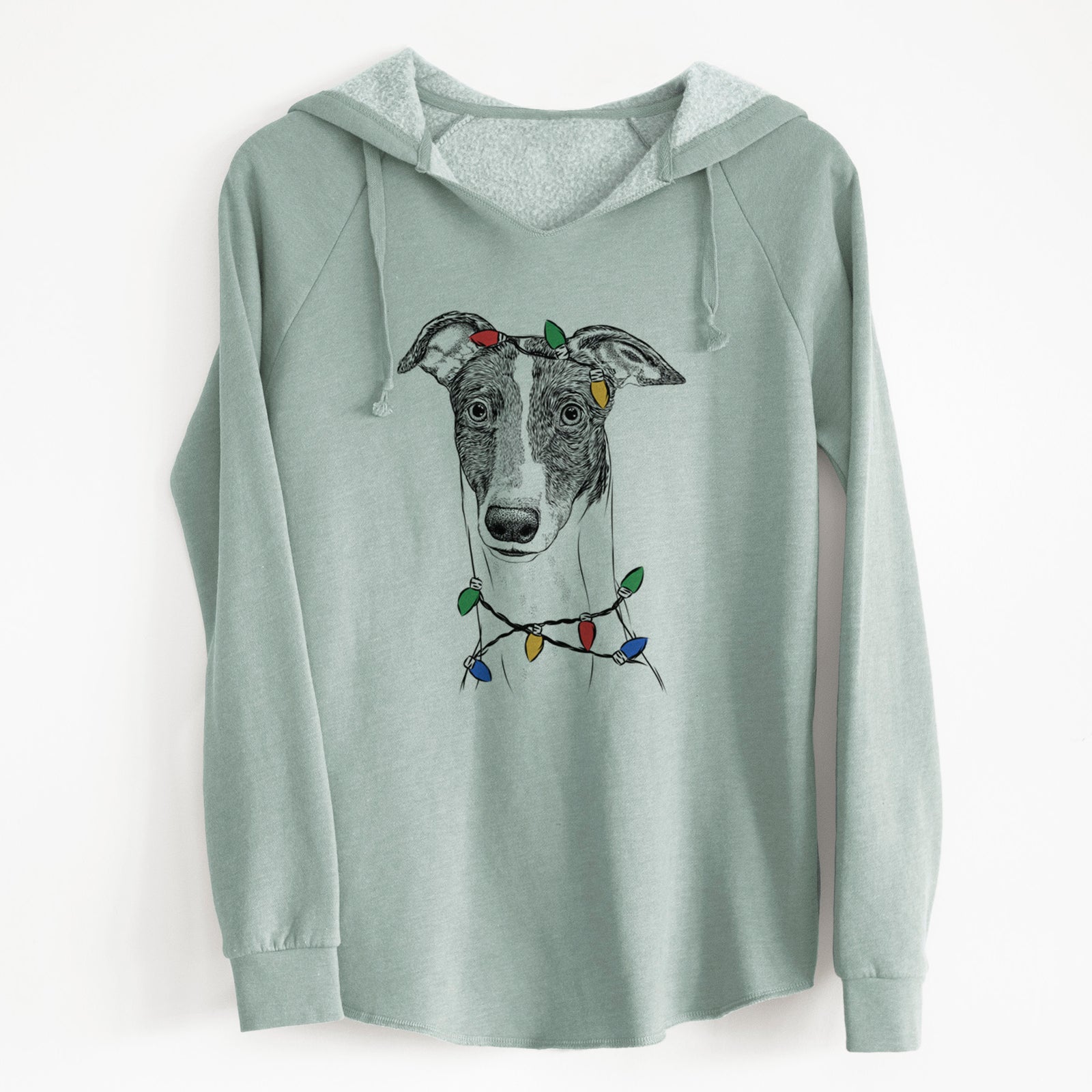 Christmas Lights Vyncent the Greyhound - Cali Wave Hooded Sweatshirt