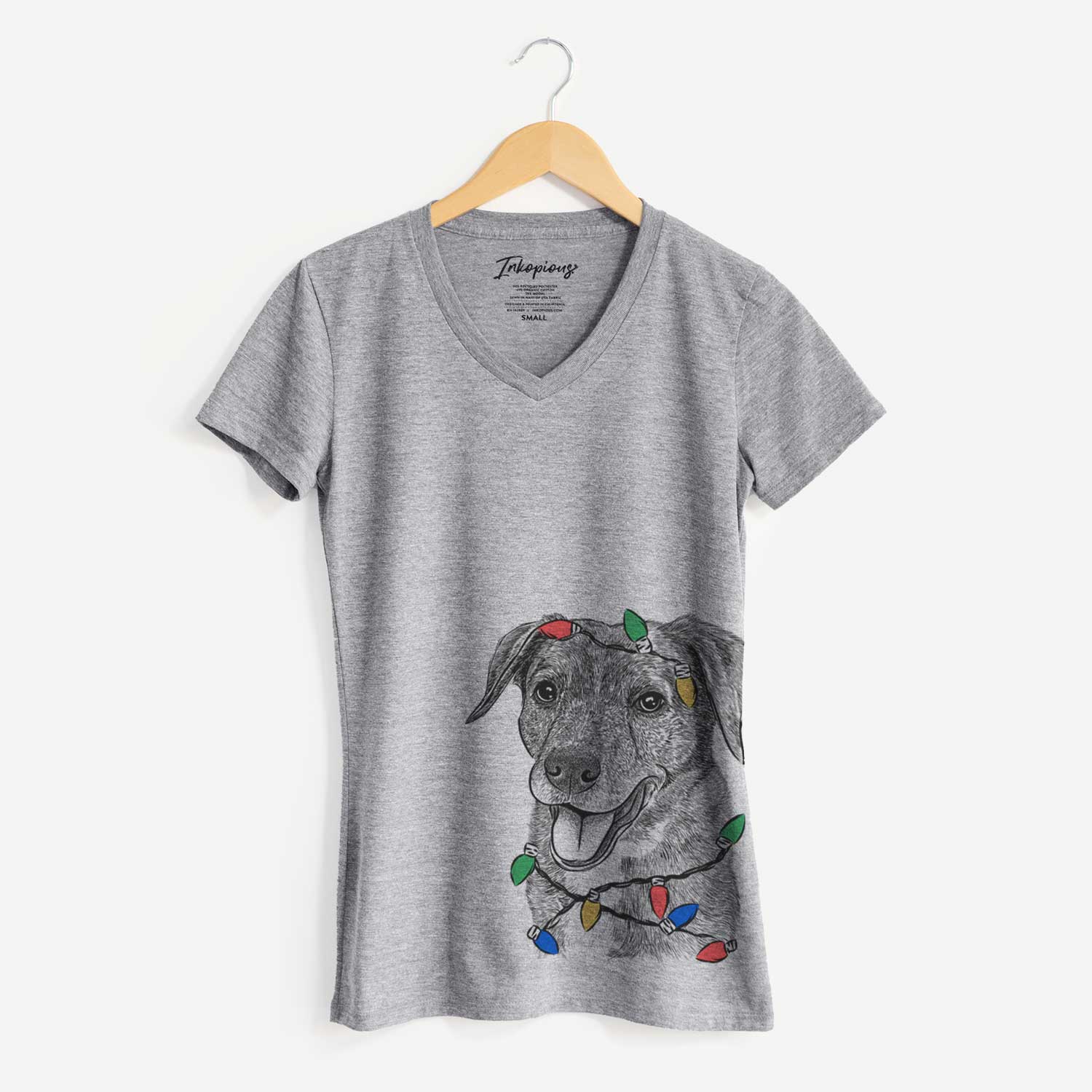 Christmas Lights Wally the Mixed Breed - Women's V-neck Shirt