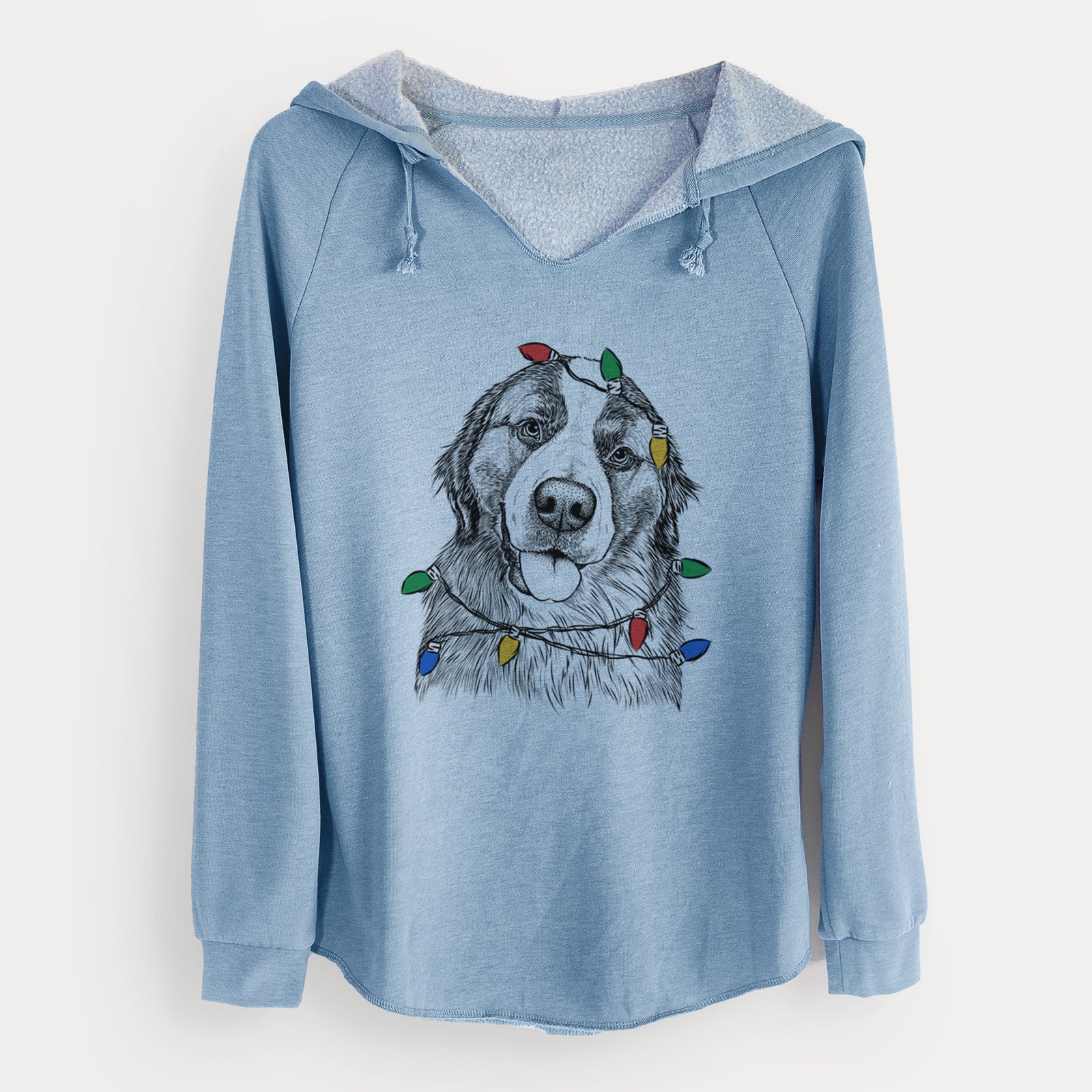 Christmas Lights Walter the Bernese Mountain Dog Mix - Cali Wave Hooded Sweatshirt