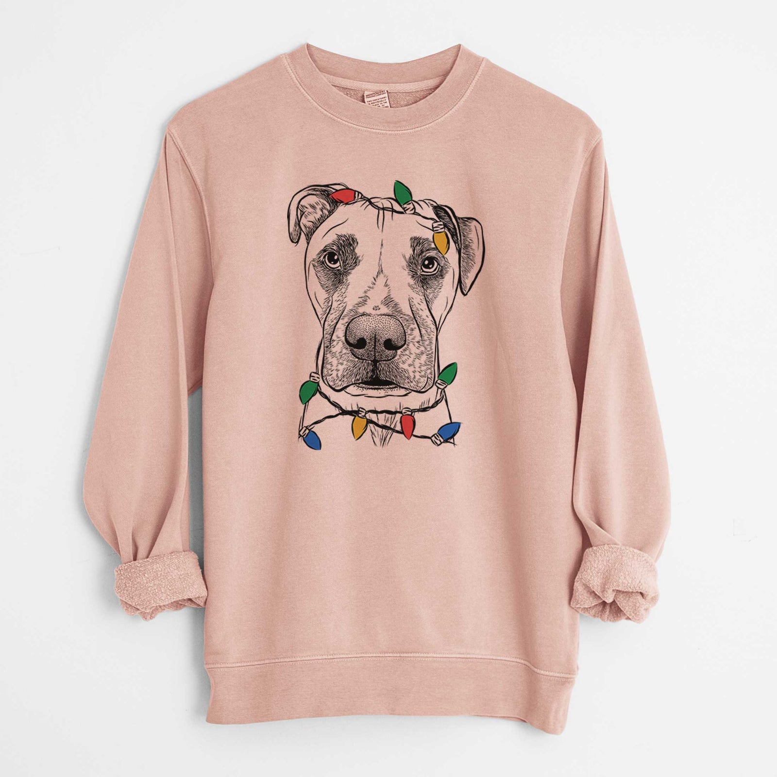 Christmas Lights Waylon the Boxane - Unisex Pigment Dyed Crew Sweatshirt