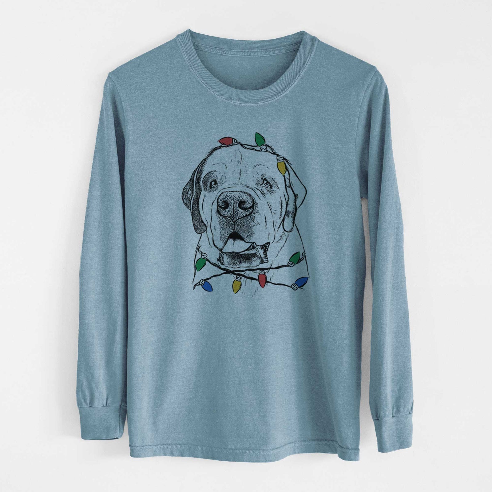 Christmas Lights Wendy the Saint Bernard - Heavyweight 100% Cotton Long Sleeve