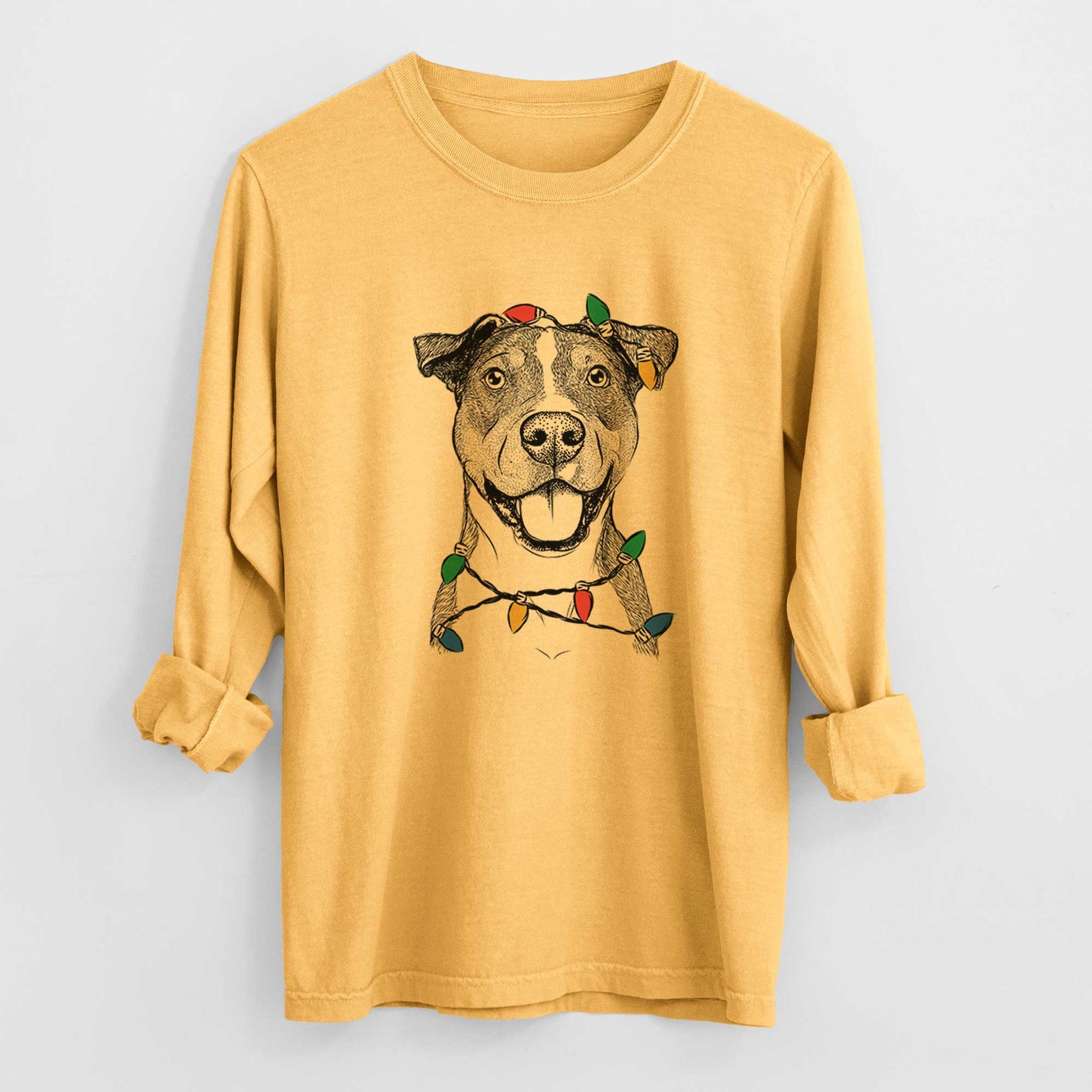 Christmas Lights Wendy the Mixed Breed - Heavyweight 100% Cotton Long Sleeve