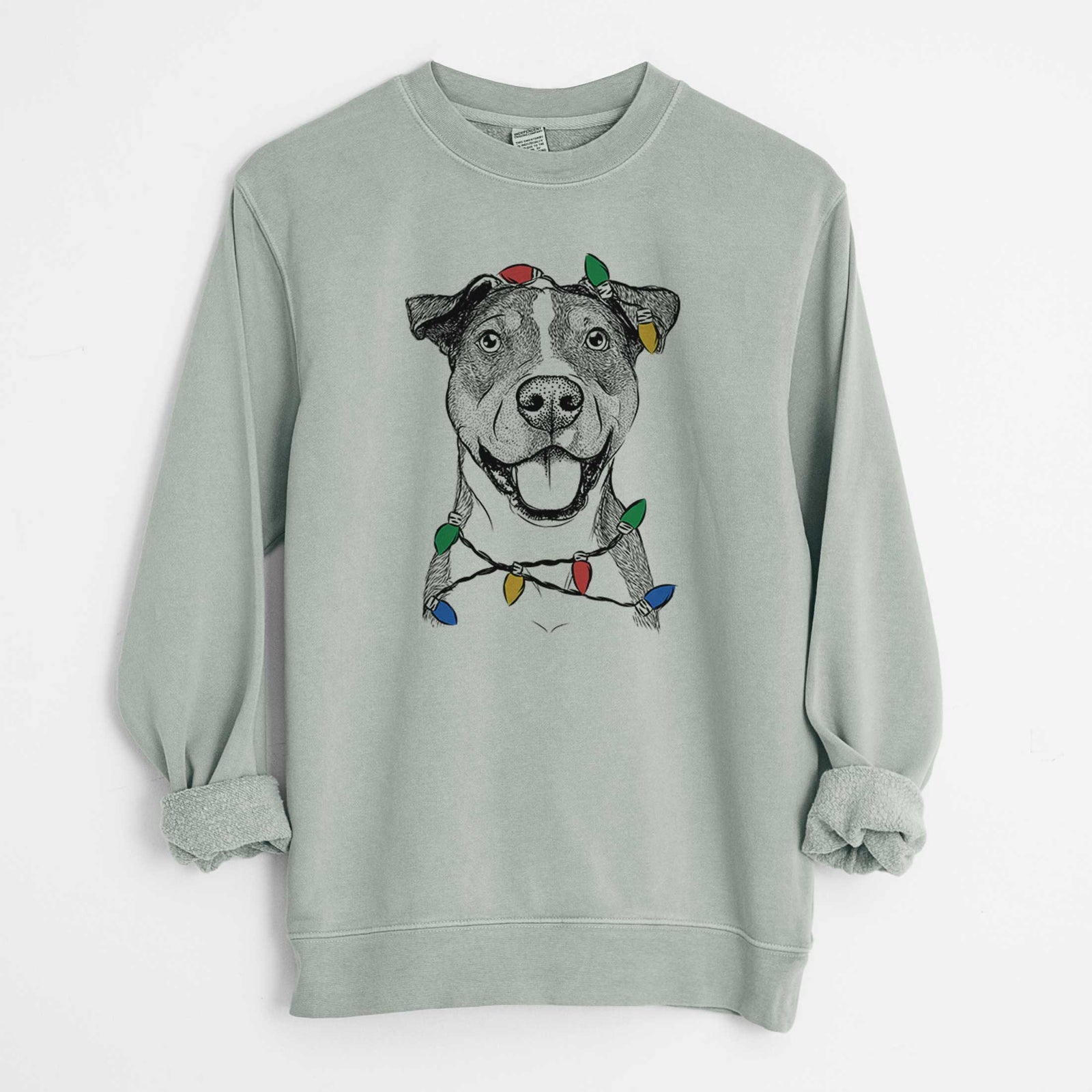 Christmas Lights Wendy the Mixed Breed - Unisex Pigment Dyed Crew Sweatshirt