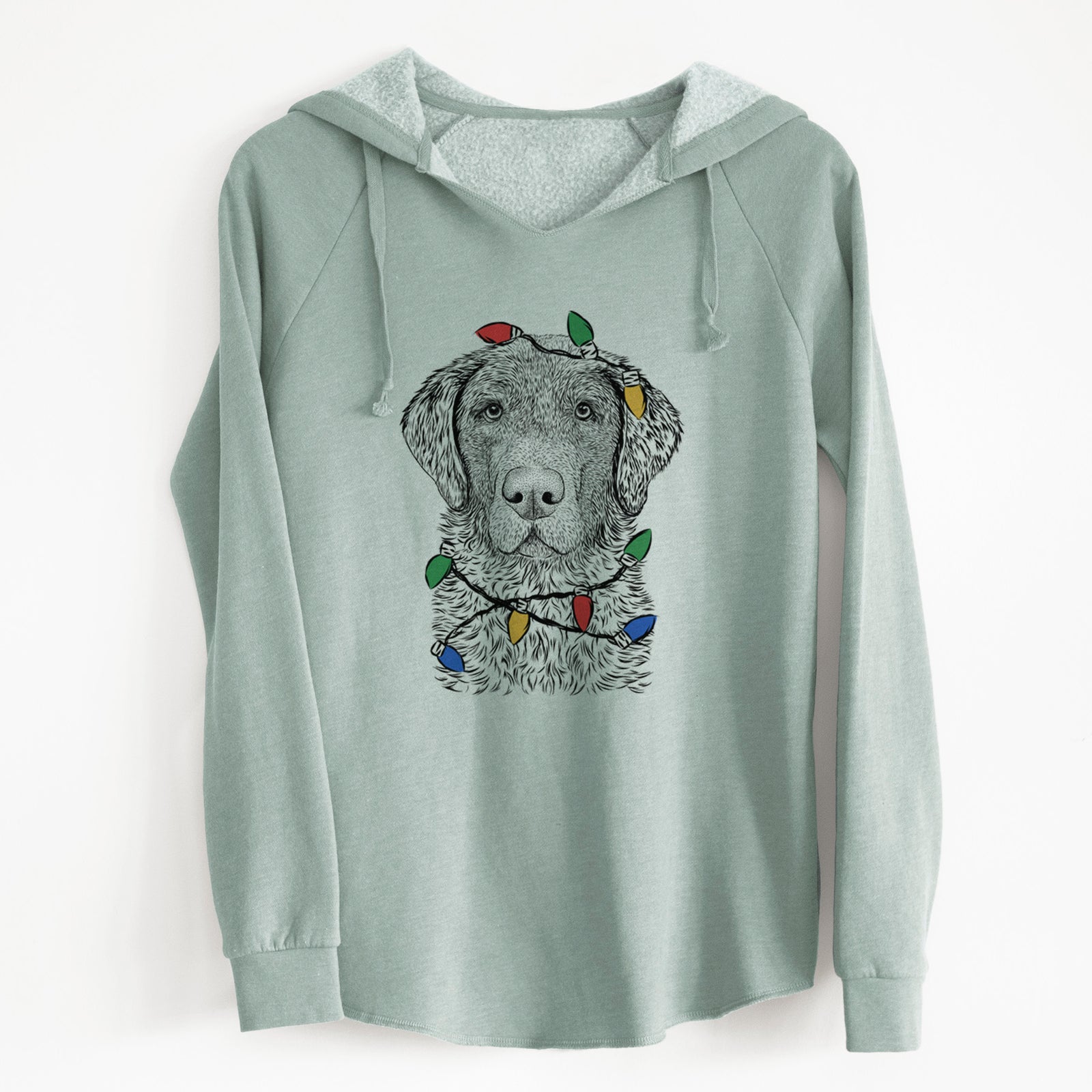 Christmas Lights Whiskey the Chocolate Lab - Cali Wave Hooded Sweatshirt