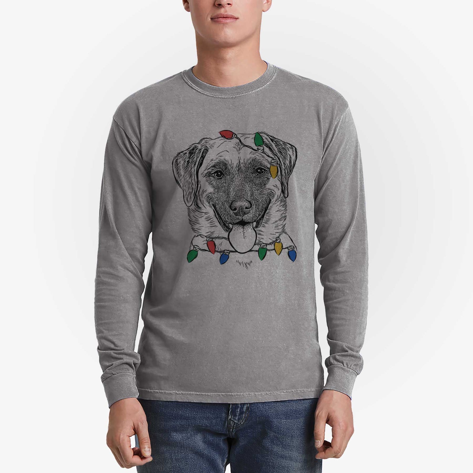 Christmas Lights Willow the Anatolian Shepherd - Heavyweight 100% Cotton Long Sleeve