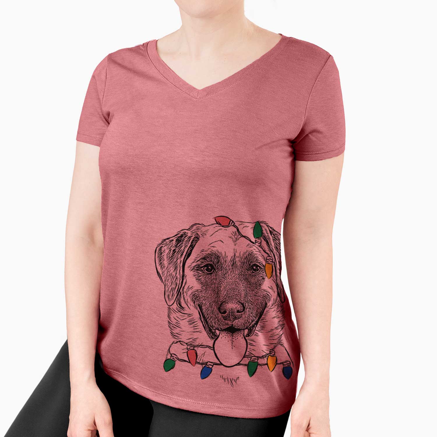 Christmas Lights Willow the Anatolian Shepherd - Women's V-neck Shirt