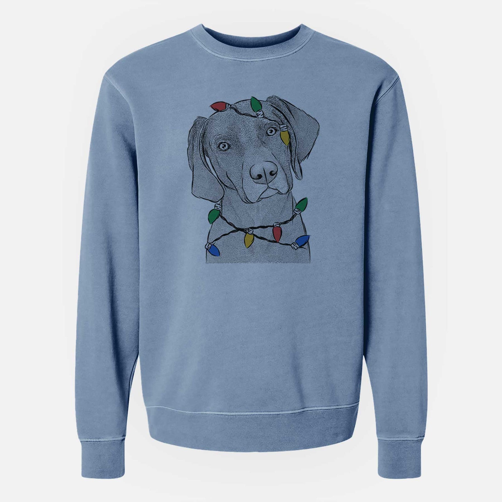 Christmas Lights Willow the Weizsla - Unisex Pigment Dyed Crew Sweatshirt