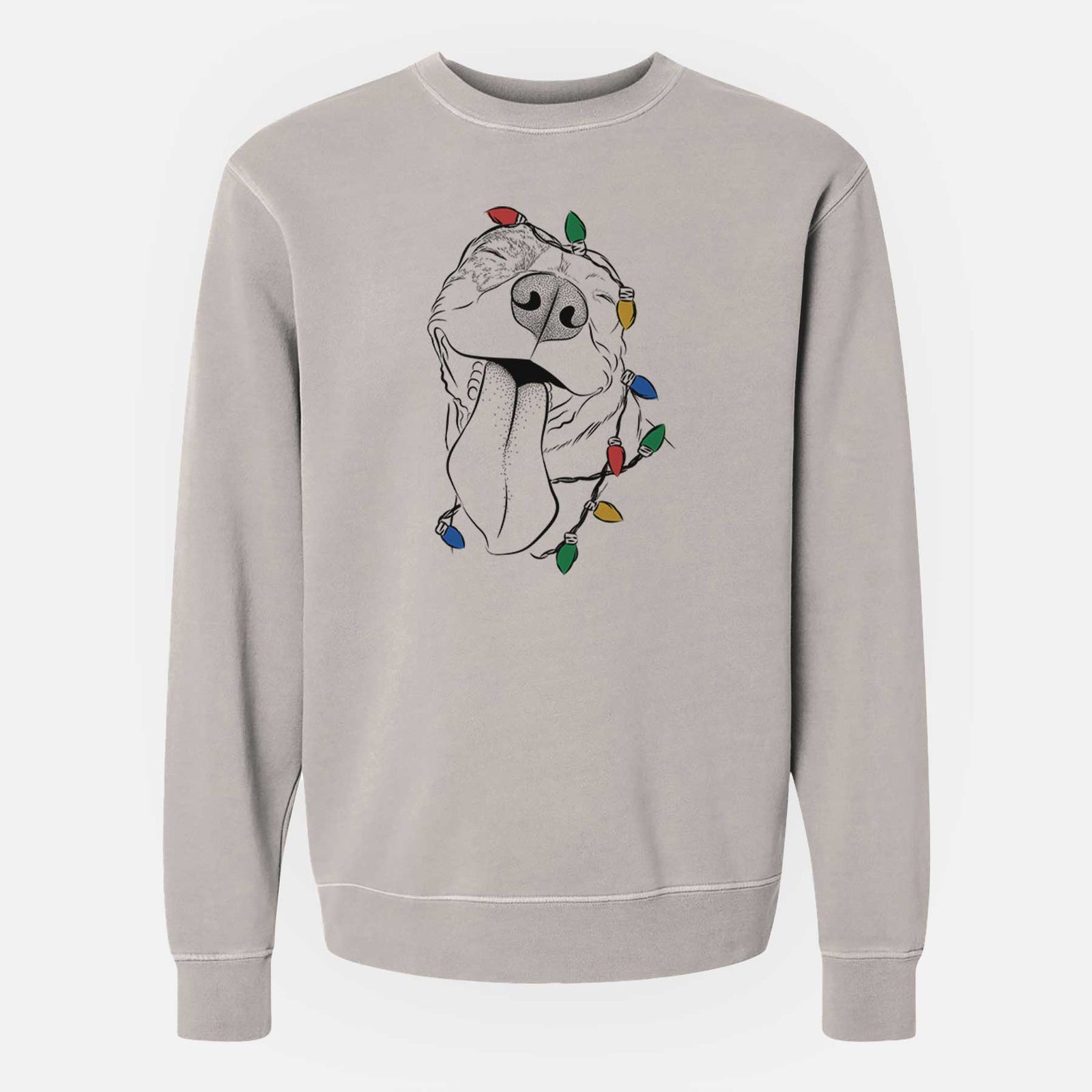 Christmas Lights Xena the American Staffordshire Terrier - Unisex Pigment Dyed Crew Sweatshirt