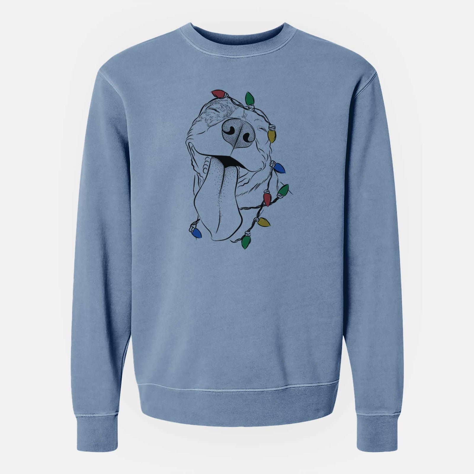 Christmas Lights Xena the American Staffordshire Terrier - Unisex Pigment Dyed Crew Sweatshirt