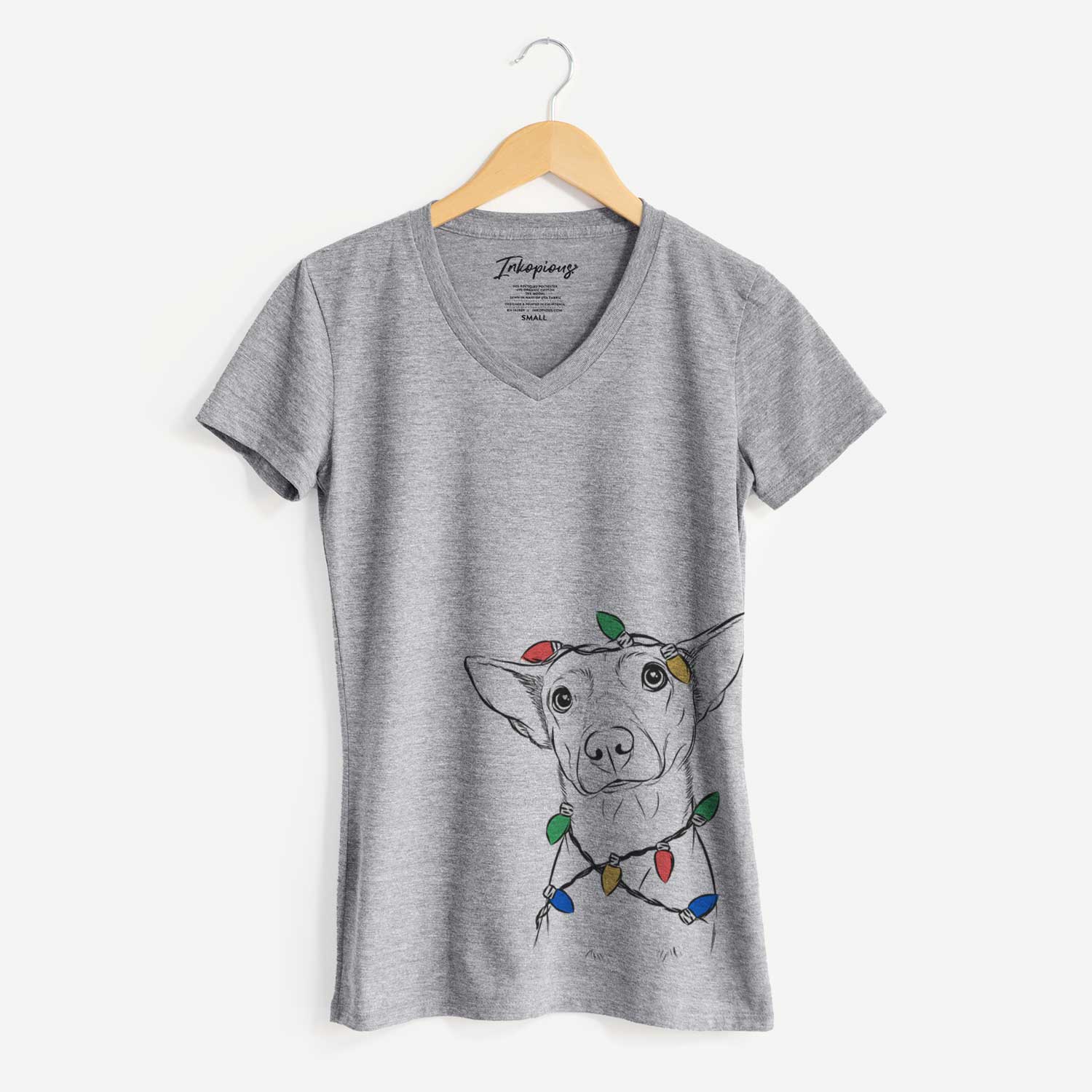 Christmas Lights Yogi the Mixed Breed - Women's V-neck Shirt