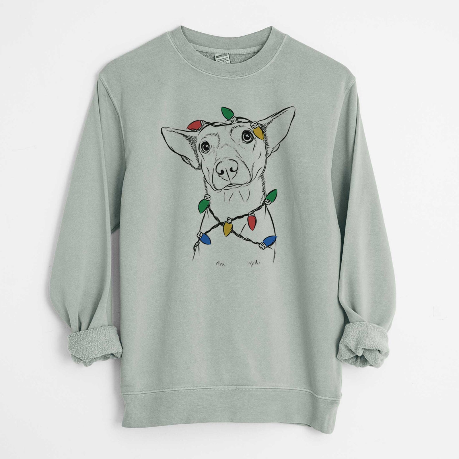 Christmas Lights Yogi the Mixed Breed - Unisex Pigment Dyed Crew Sweatshirt