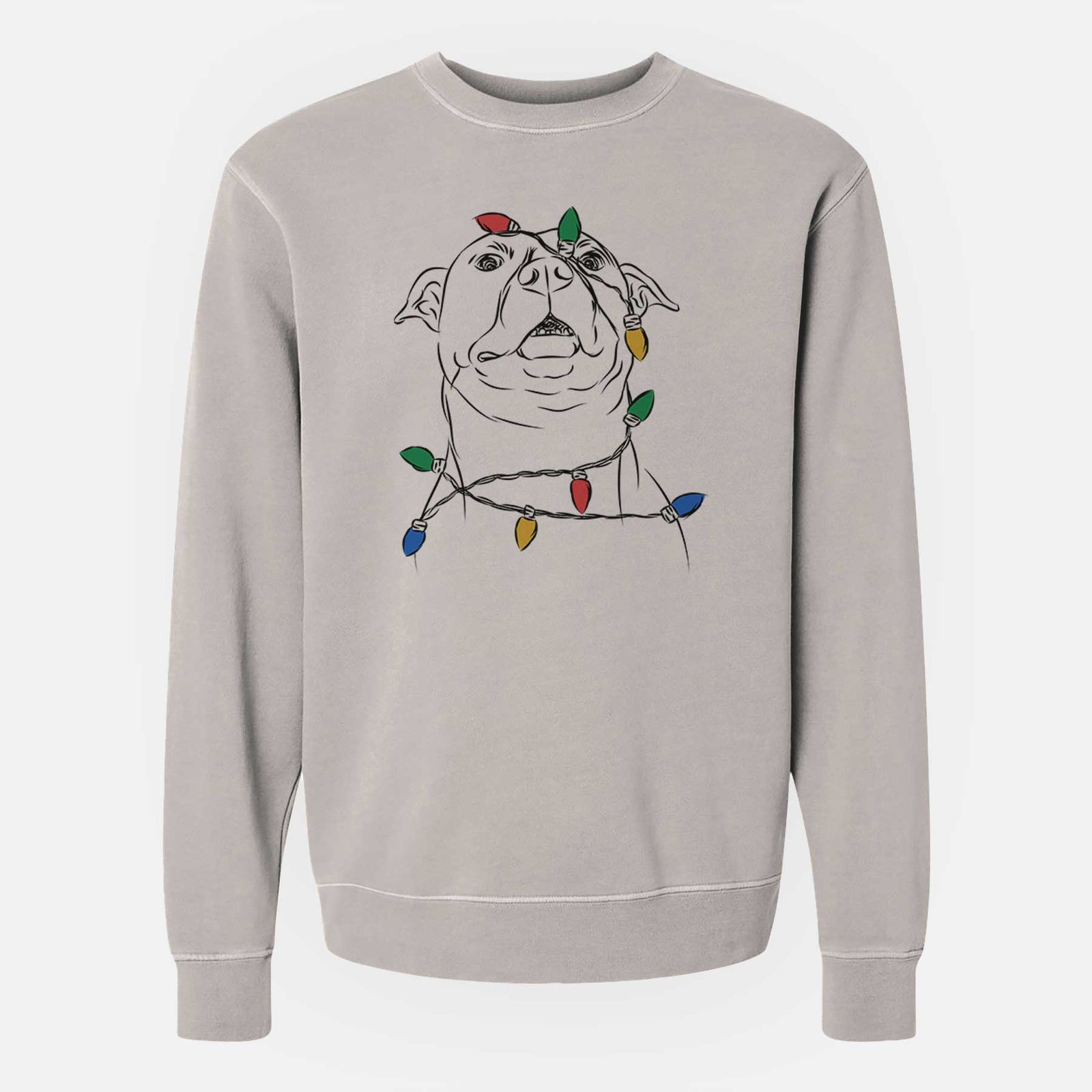 Christmas Lights Zada the Pitbull - Unisex Pigment Dyed Crew Sweatshirt