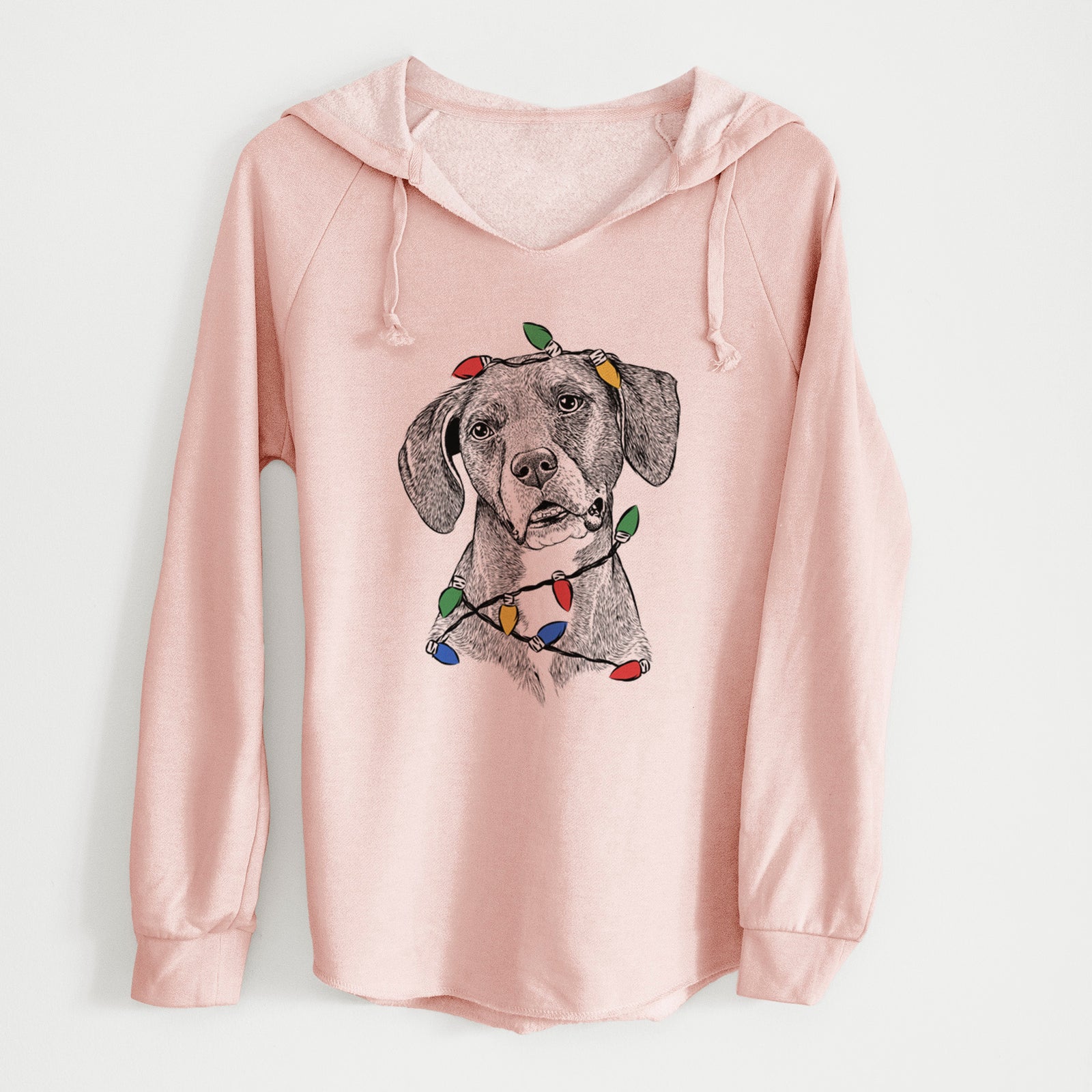 Christmas Lights Zeena the Plott Hound Mix - Cali Wave Hooded Sweatshirt