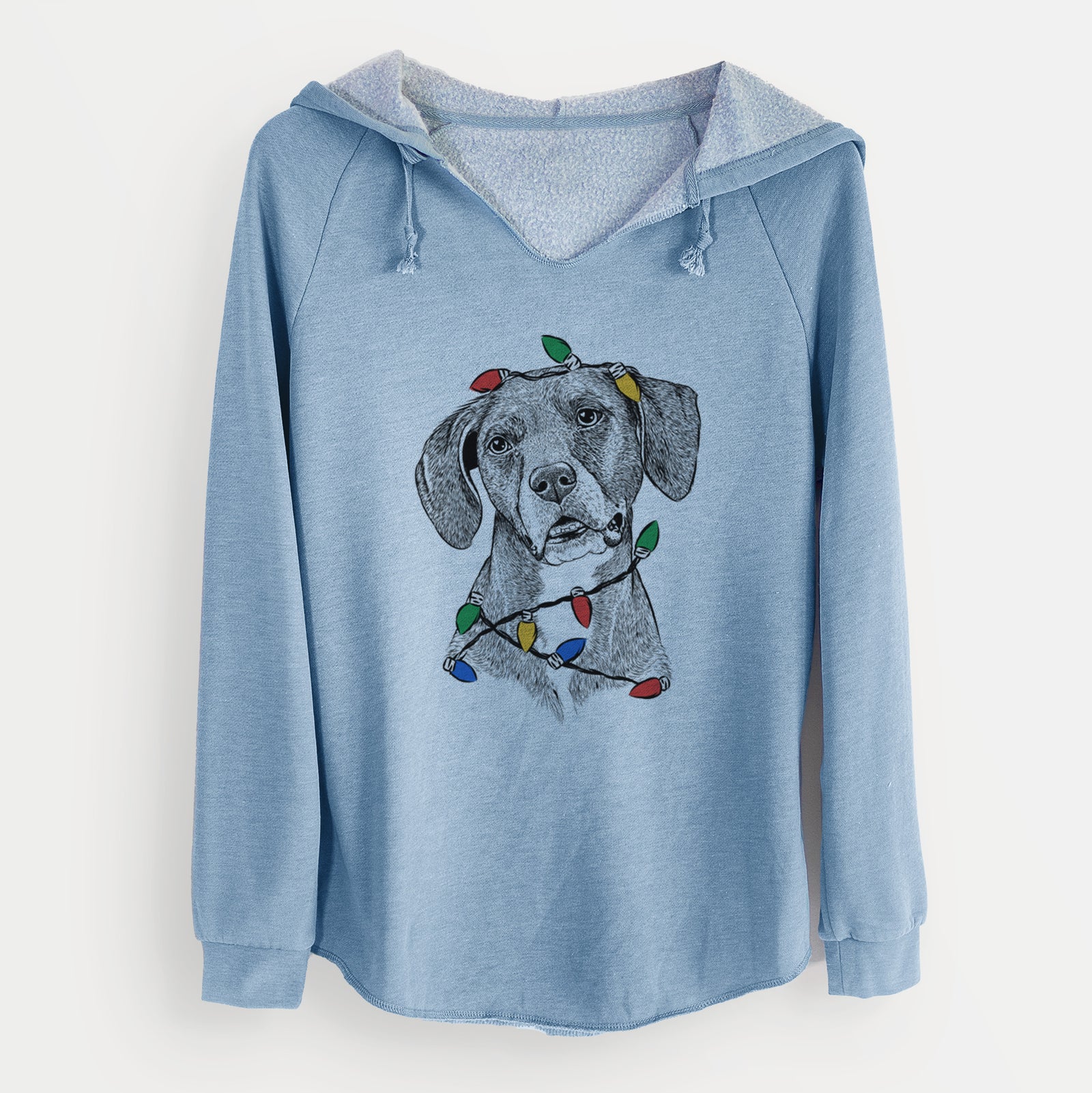 Christmas Lights Zeena the Plott Hound Mix - Cali Wave Hooded Sweatshirt