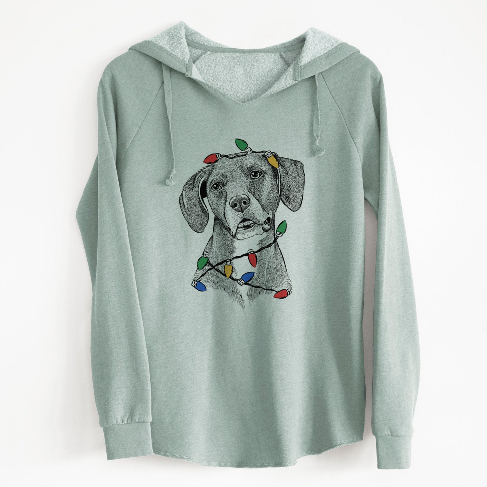 Christmas Lights Zeena the Plott Hound Mix - Cali Wave Hooded Sweatshirt